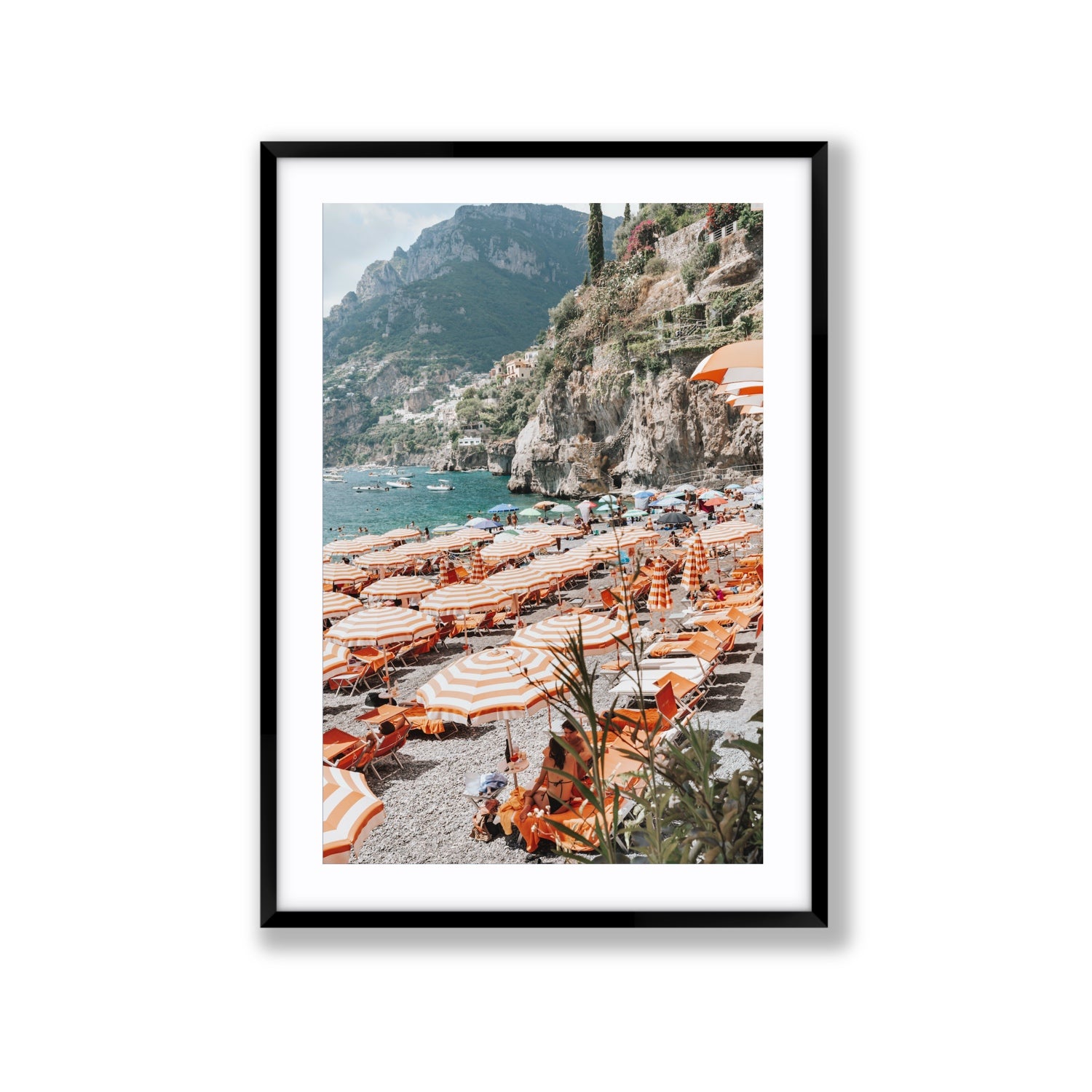 Bagni d'Arienzo Positano decor wall art Extra Large fine art print in black frame with matboard