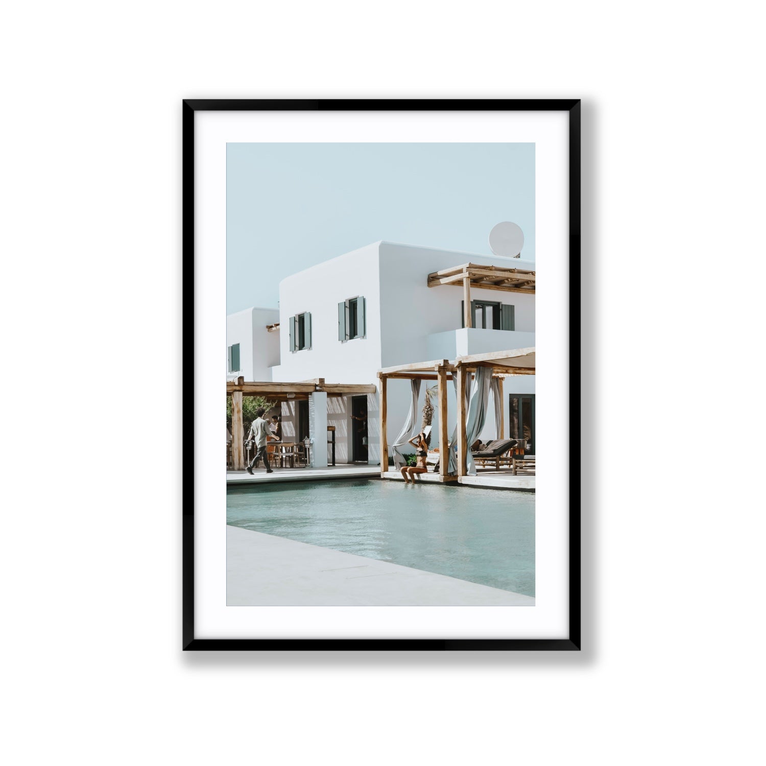 Aphrodite Mykonos Greek island wall art Extra Large fine art print in black frame with matboard
