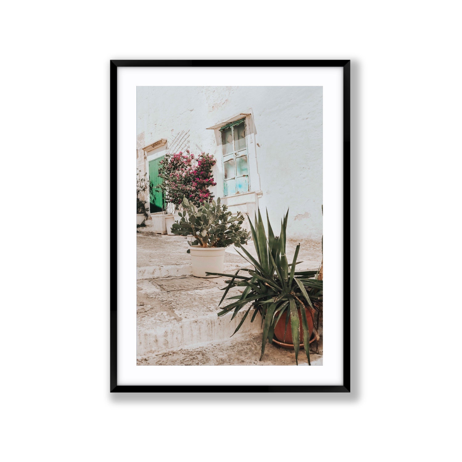 Giardino Segreto Puglia Ostuni wall art Extra Large fine art print in black frame with matboard