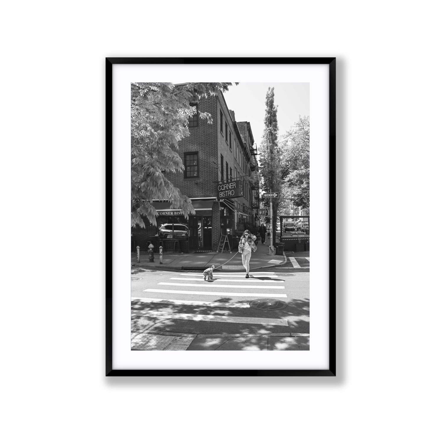 Sunlit Stroll New York NYC Black & White wall art Extra Large fine art print in black frame with matboard