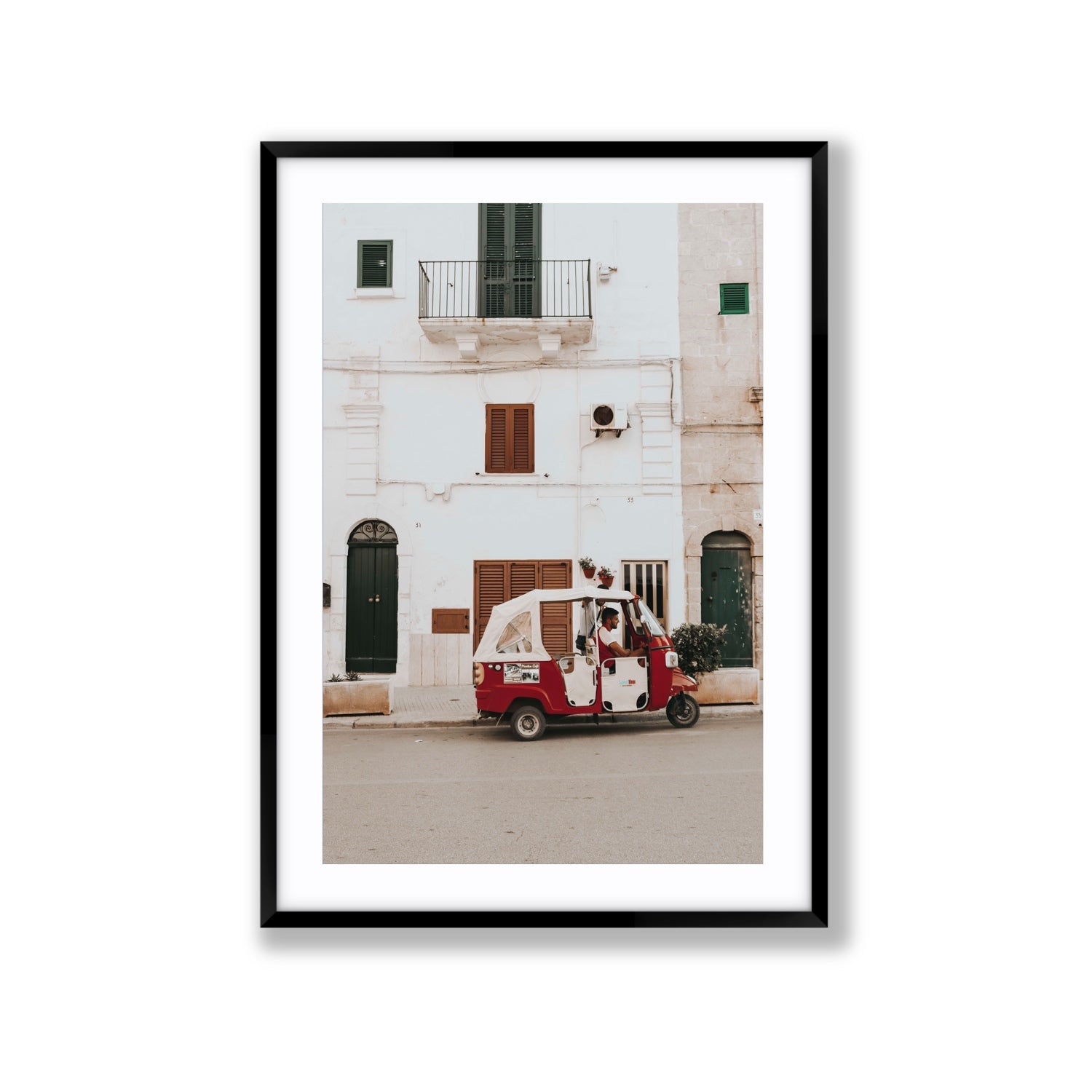 Groovy Piaggio Puglia Italian wall art Extra Large fine art print in black frame with matboard