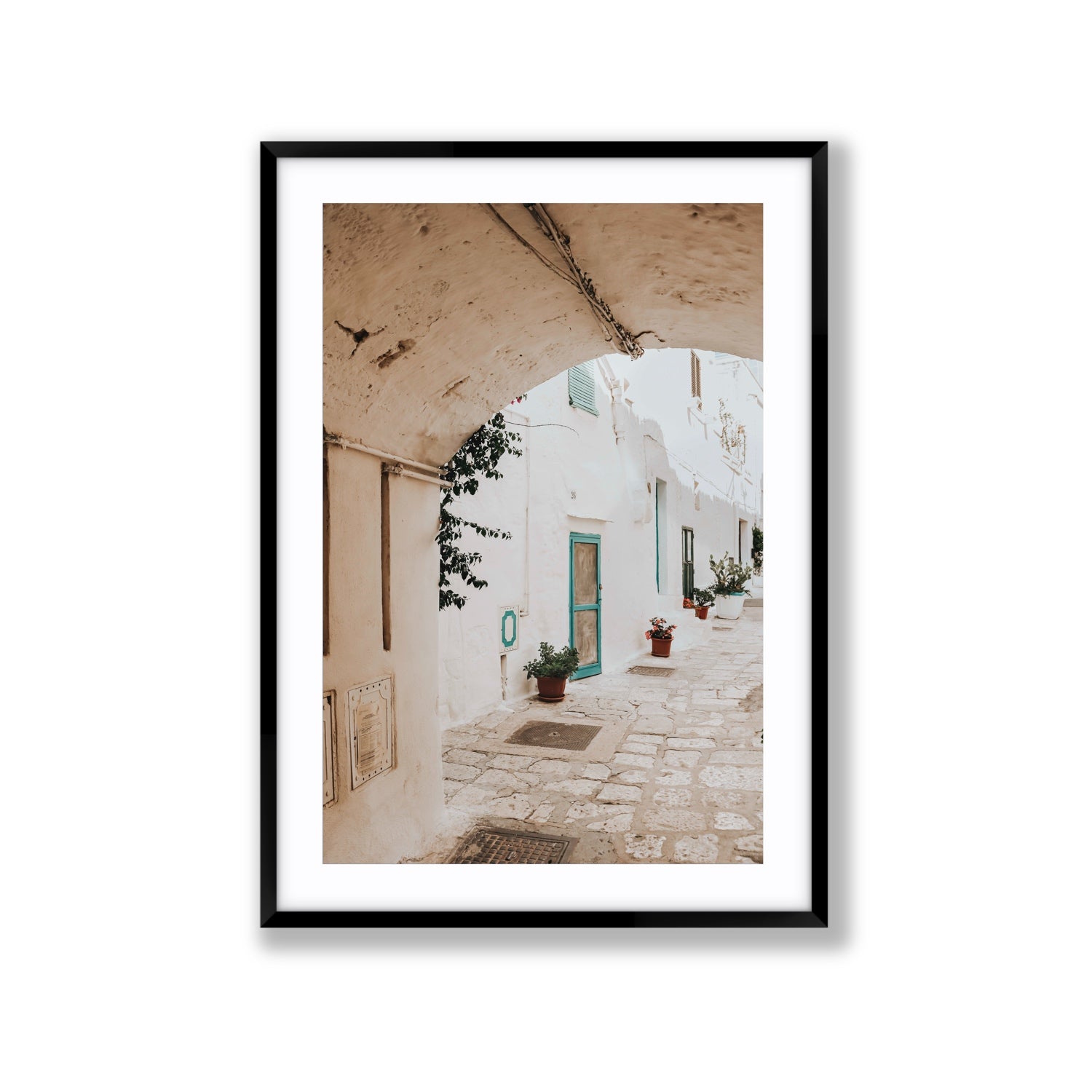 La Citta Bianca Puglia La Città Bianca wall art Extra Large fine art print in black frame with matboard