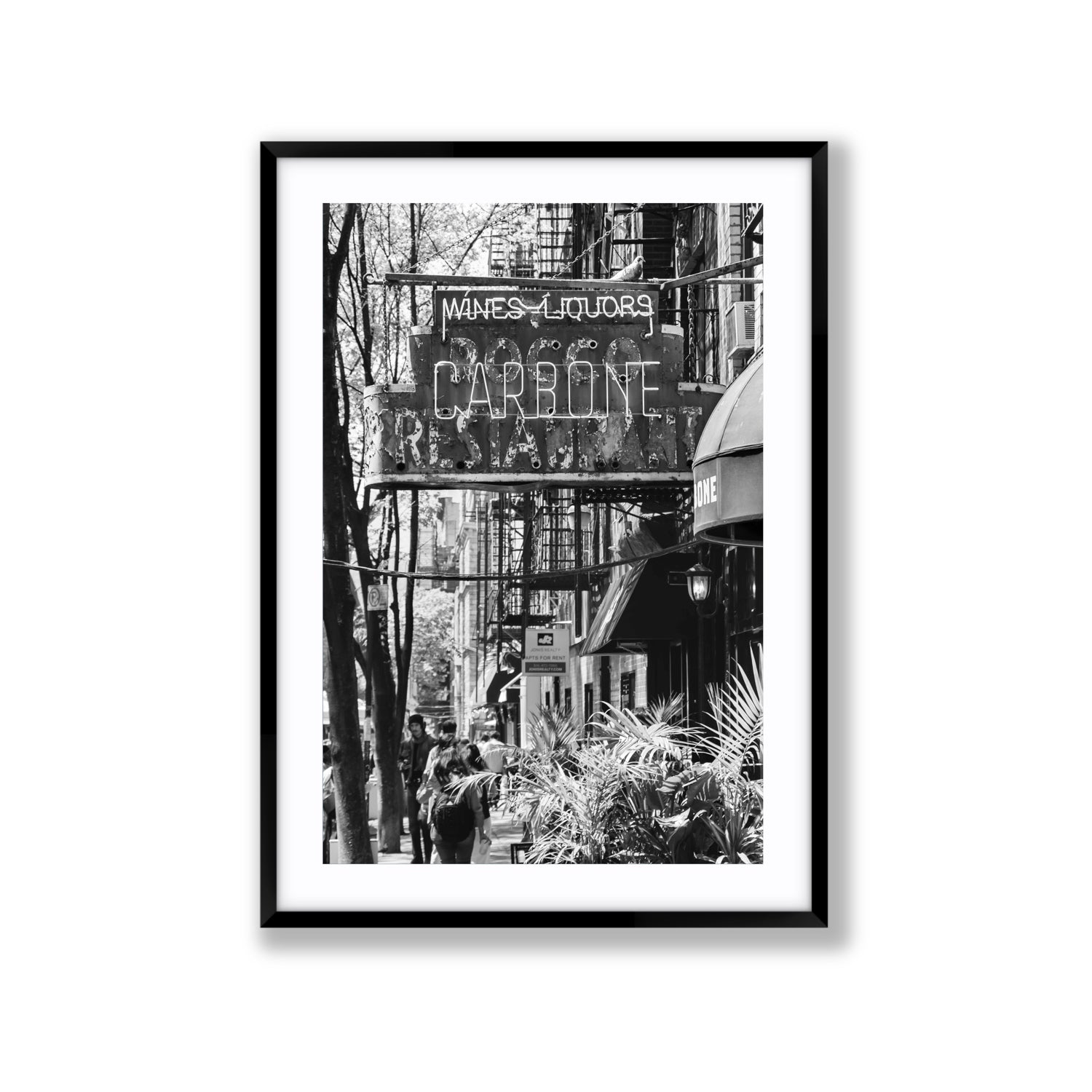 Paparazzi To Pasta New York NYC Black & White wall art Extra Large fine art print in black frame with matboard