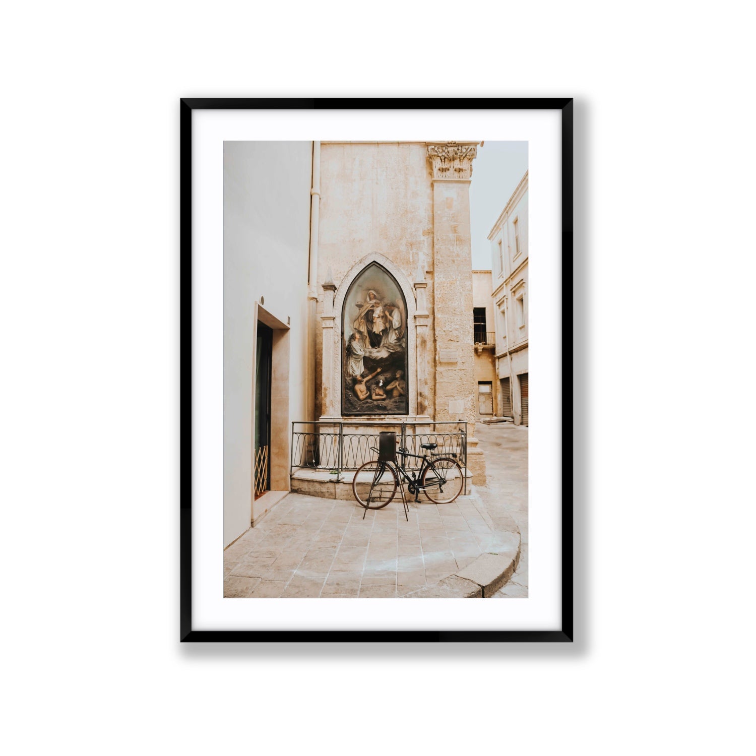 La Chiesa Puglia Otranto Italian wall art Extra Large fine art print in black frame with matboard