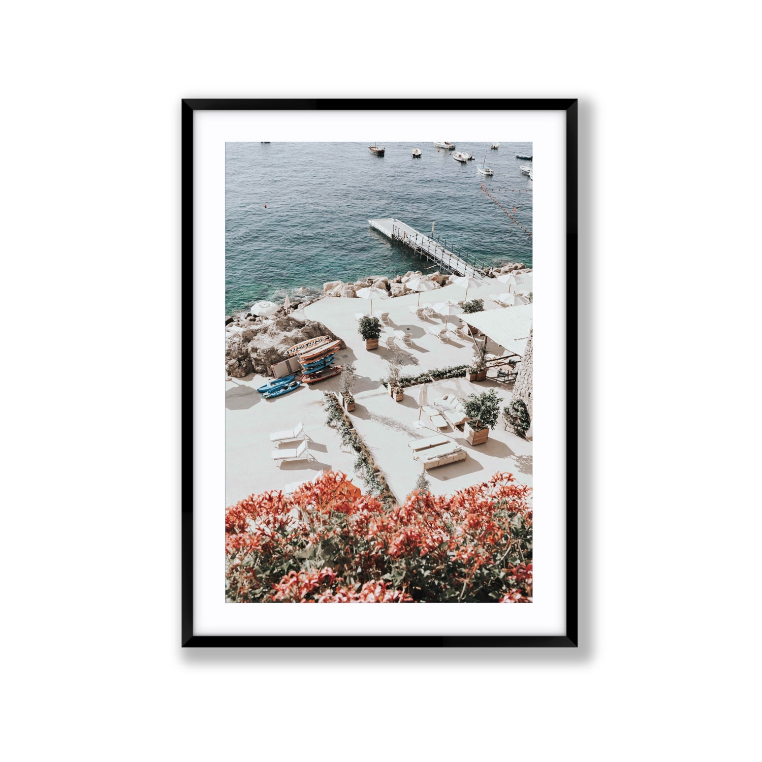 A Work of Art Amalfi coastal wall art Extra Large fine art print in black frame with matboard