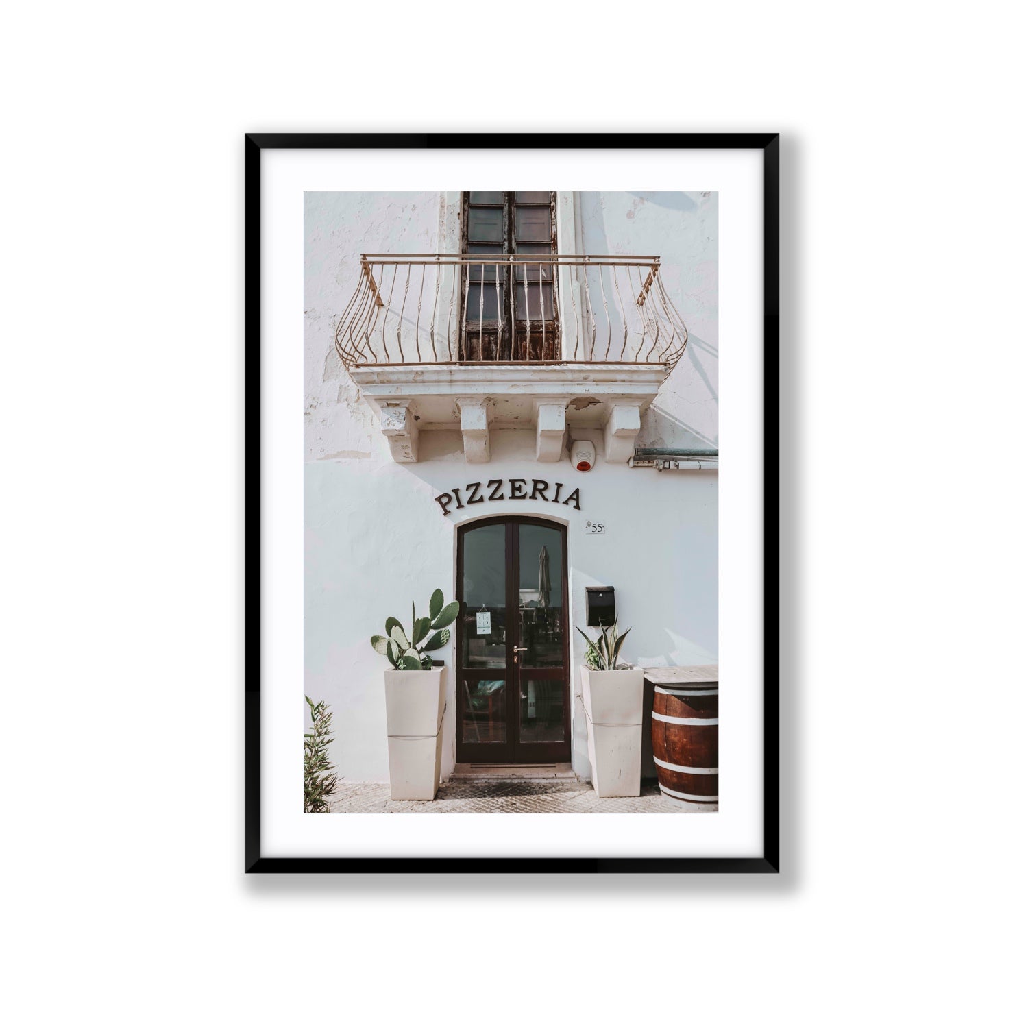 Pizzeria Puglia Italian wall art Extra Large fine art print in black frame with matboard
