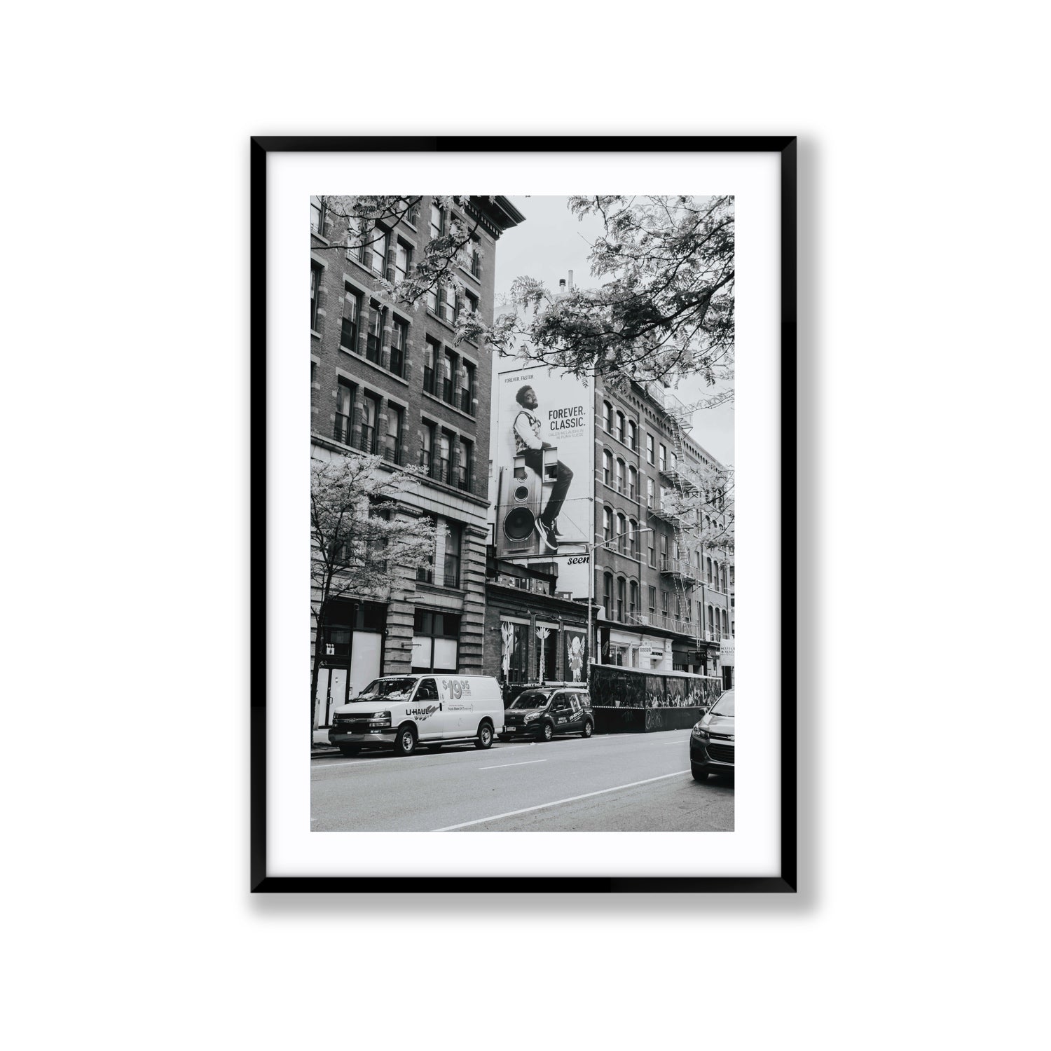 Forever Classic New York NYC Black & White wall art Extra Large fine art print in black frame with matboard
