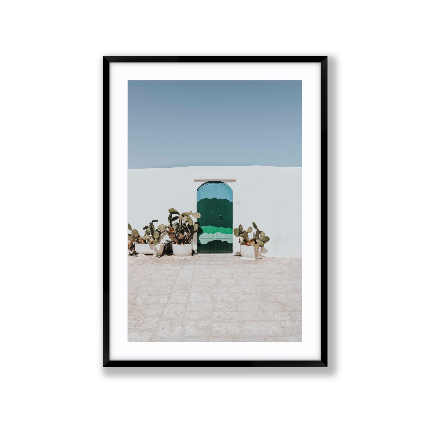 Imaginary Exit Puglia Mediterranean wall art Extra Large fine art print in black frame with matboard