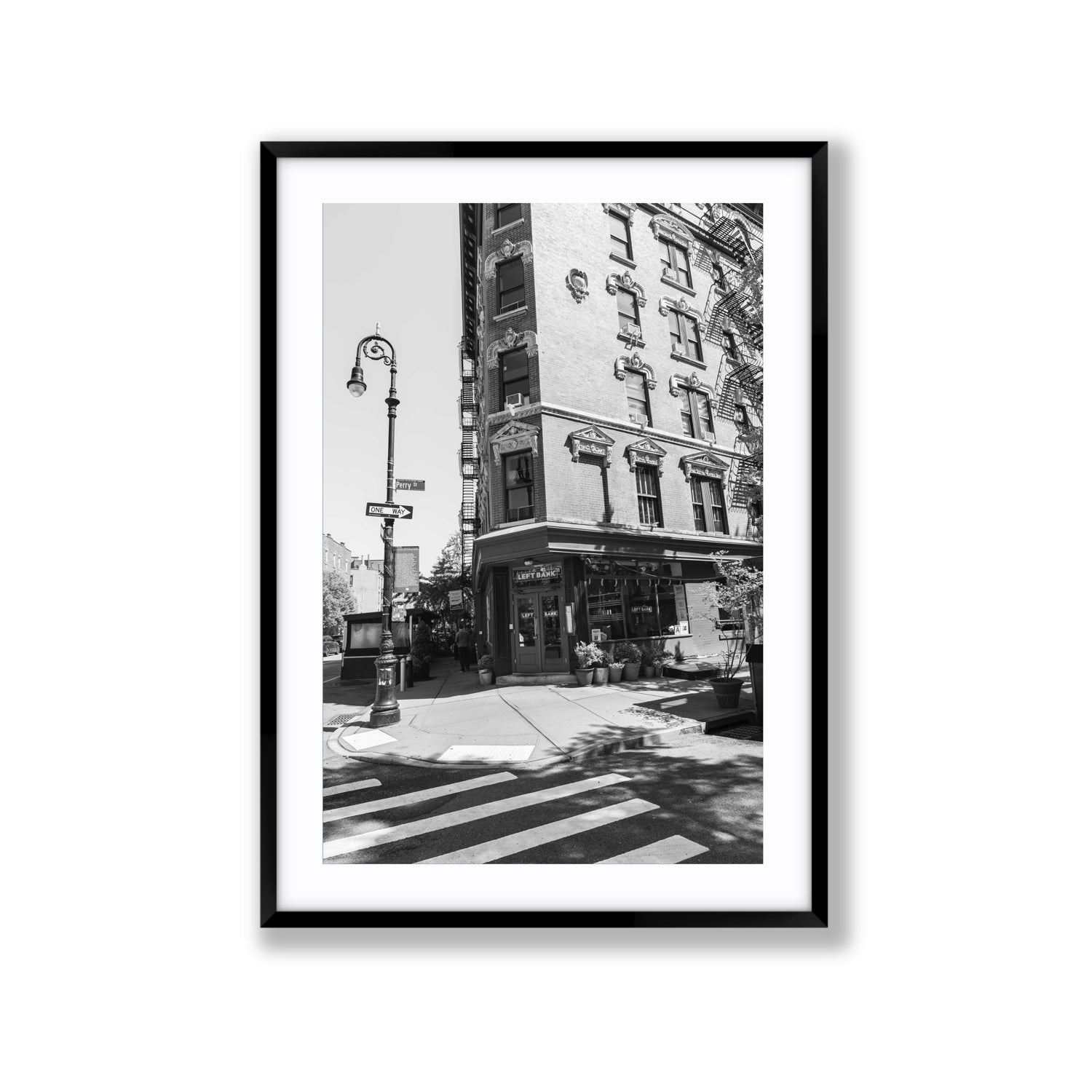 Parisian On Perry New York NYC Black & White wall art Extra Large fine art print in black frame with matboard