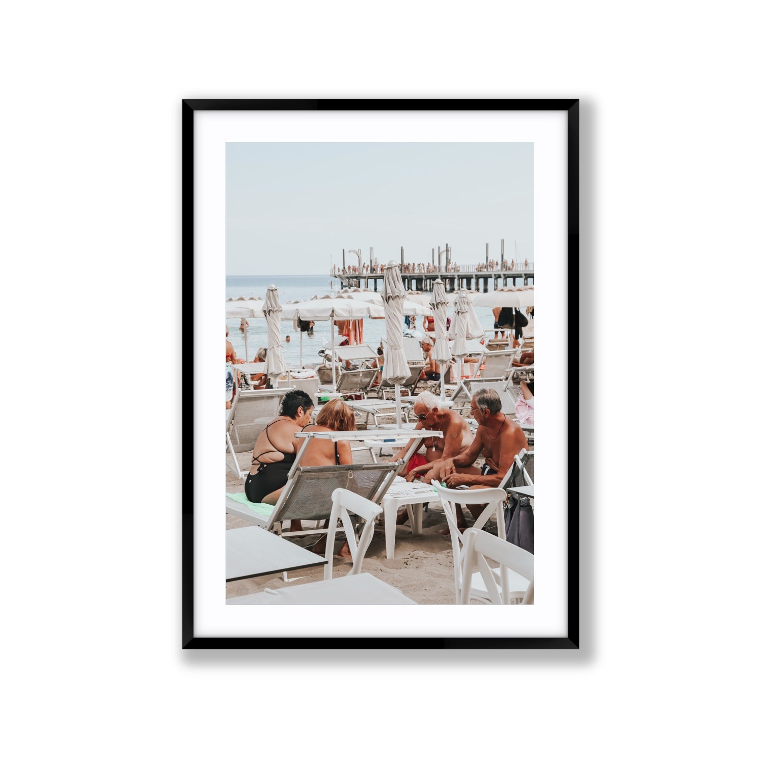 Salted Shuffle fine art print, Alassio, Italy, people and locals artwork, Extra Large, Black Frame · Matboard, Fine Art Print