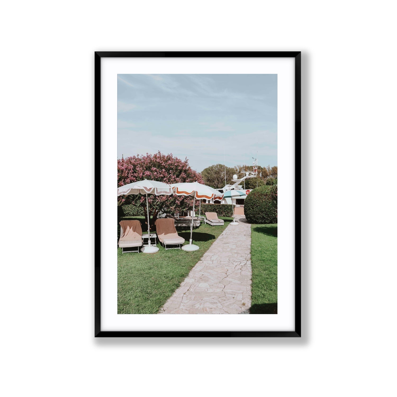 A Bellini Awaits Venice Italian wall art Extra Large fine art print in black frame with matboard