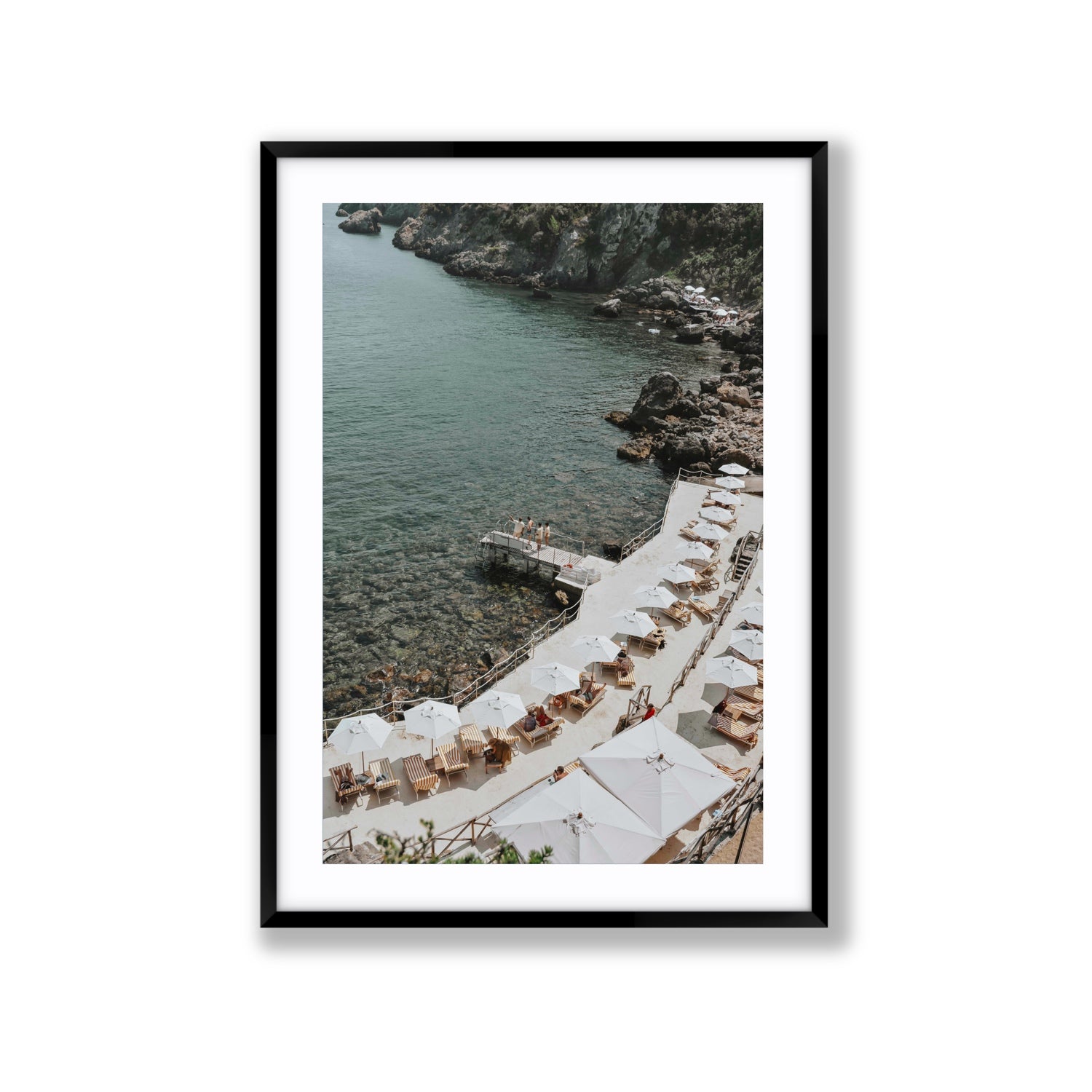 Pier Perspectives Tuscany coastal Italian wall art Extra Large fine art print in black frame with matboard