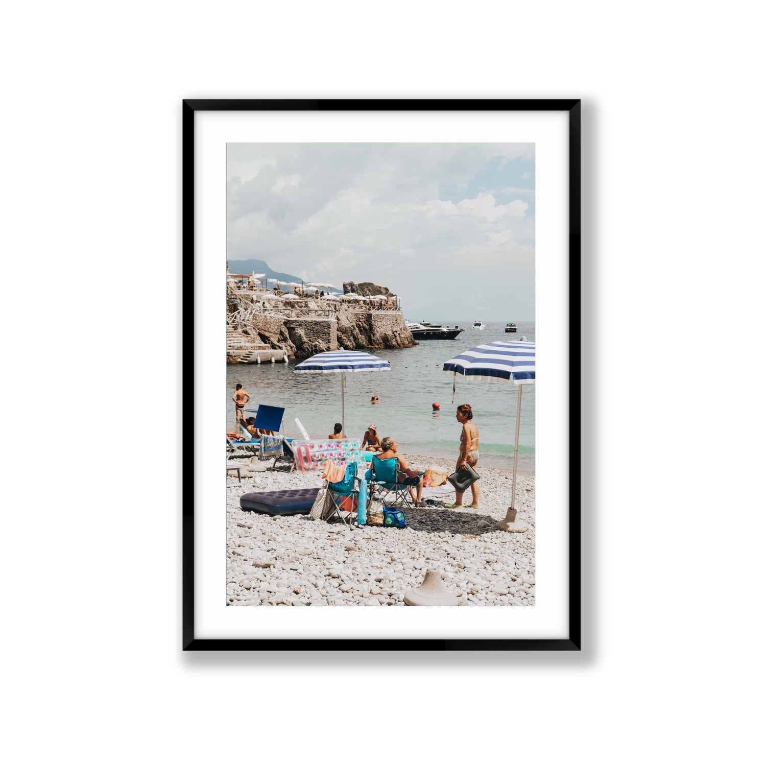Couple Goals Nerano Amalfi Coast coastal wall art Extra Large fine art print in black frame with matboard