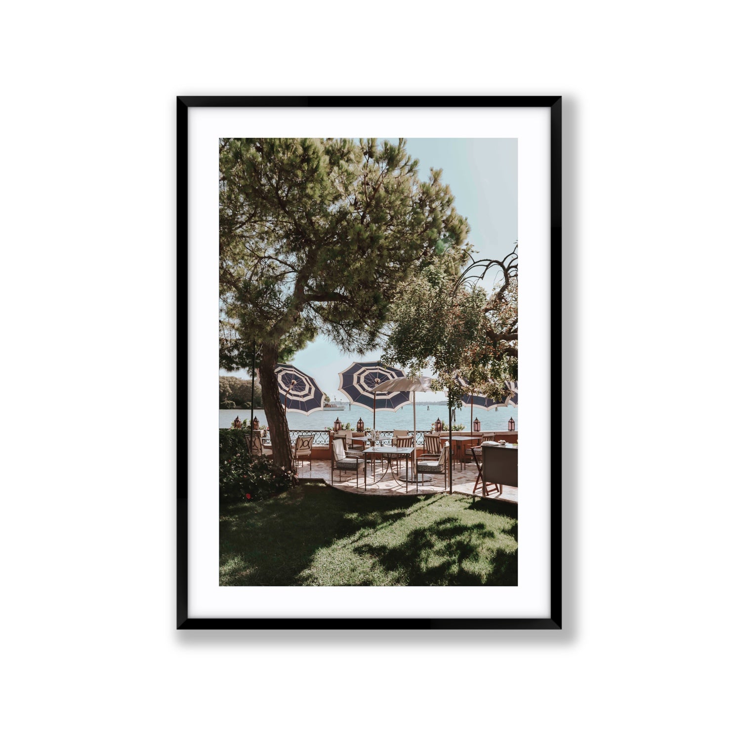 Tranquil Gardens Venice Italian wall art Extra Large fine art print in black frame with matboard