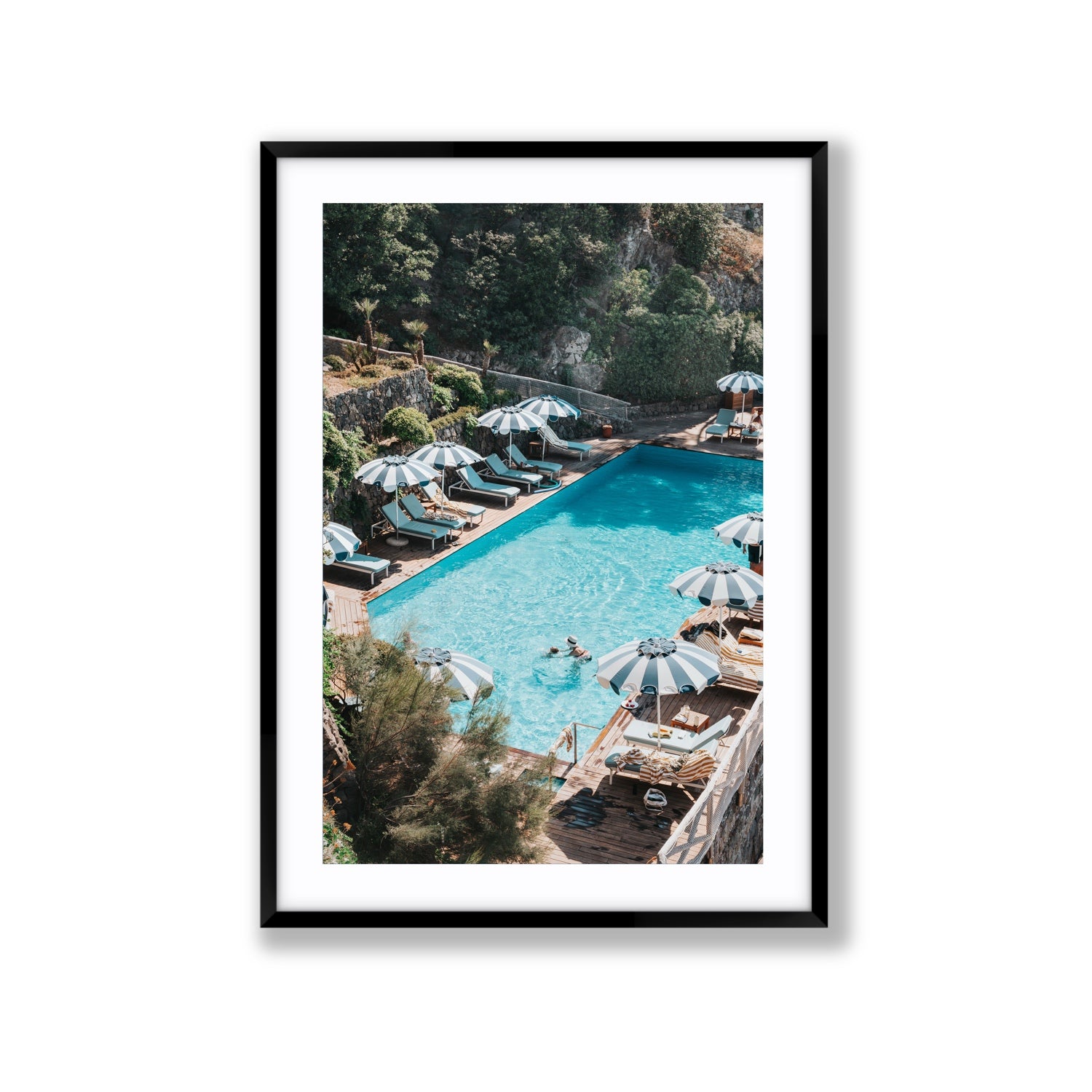 Poolside Paradise fine art print, Ischia, Italy, Extra Large, Black Frame · Matboard, Fine Art Print