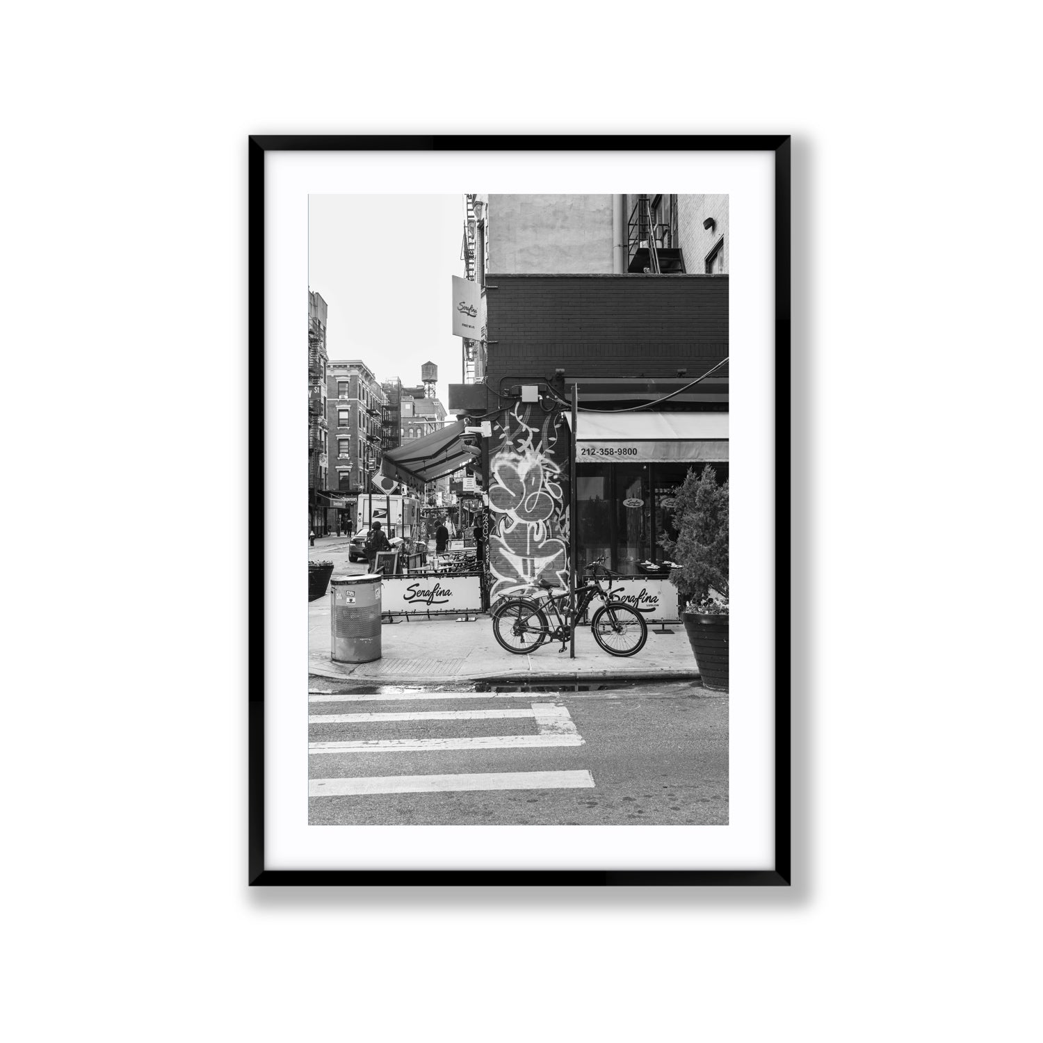 Cafe Canvas New York NYC Black & White wall art Extra Large fine art canvas in black frame