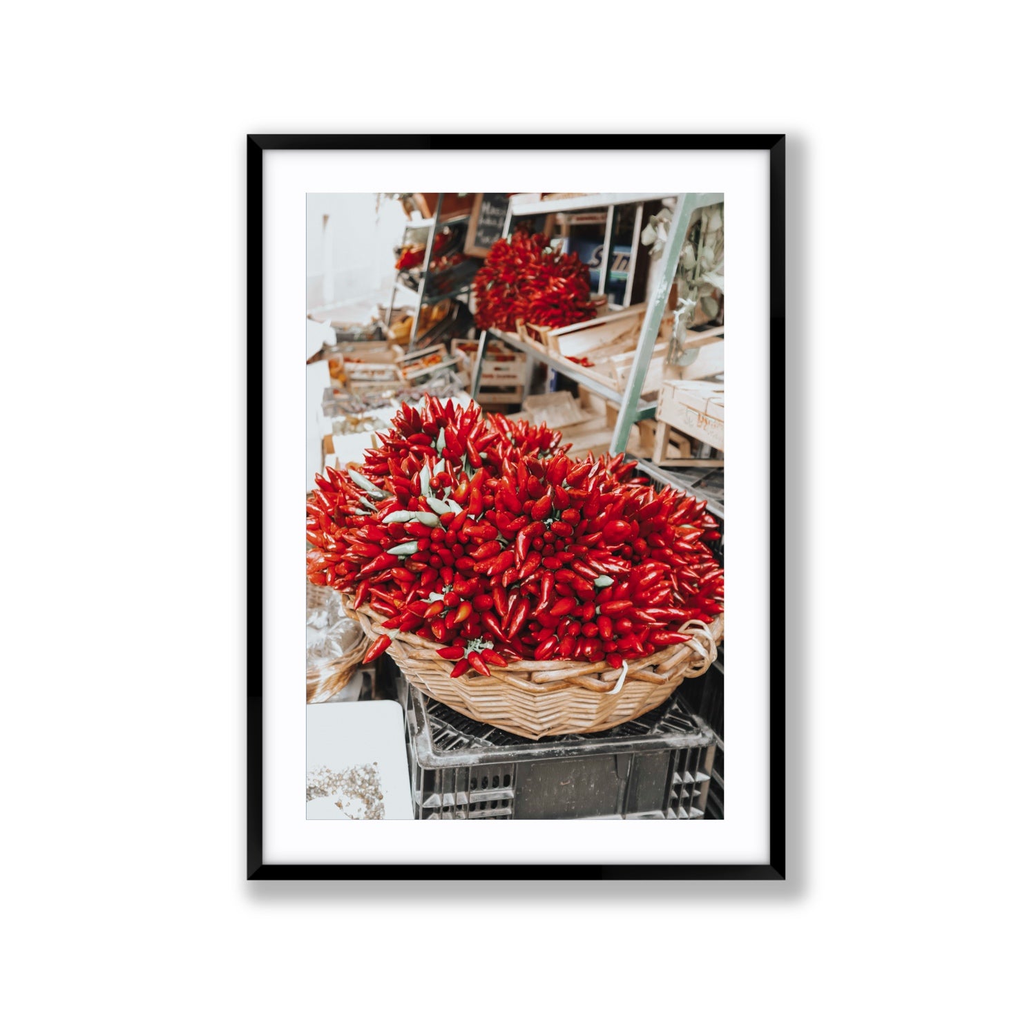 Spicy Bunch Puglia Italian wall art Extra Large fine art print in black frame with matboard