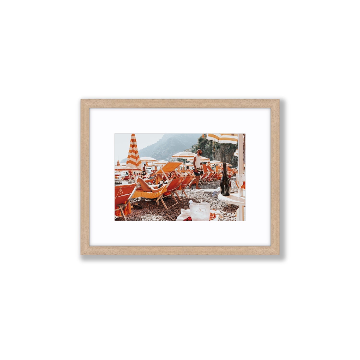 Zesty Shade Positano wall art Small fine art print in natural oak frame with matboard