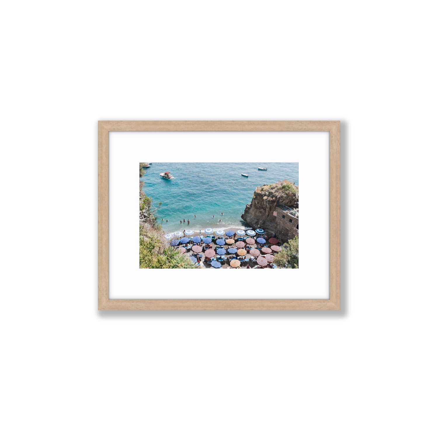 The Cove fine art print, Positano, Italy, Small, Natural Oak Frame · Matboard, Fine Art Print