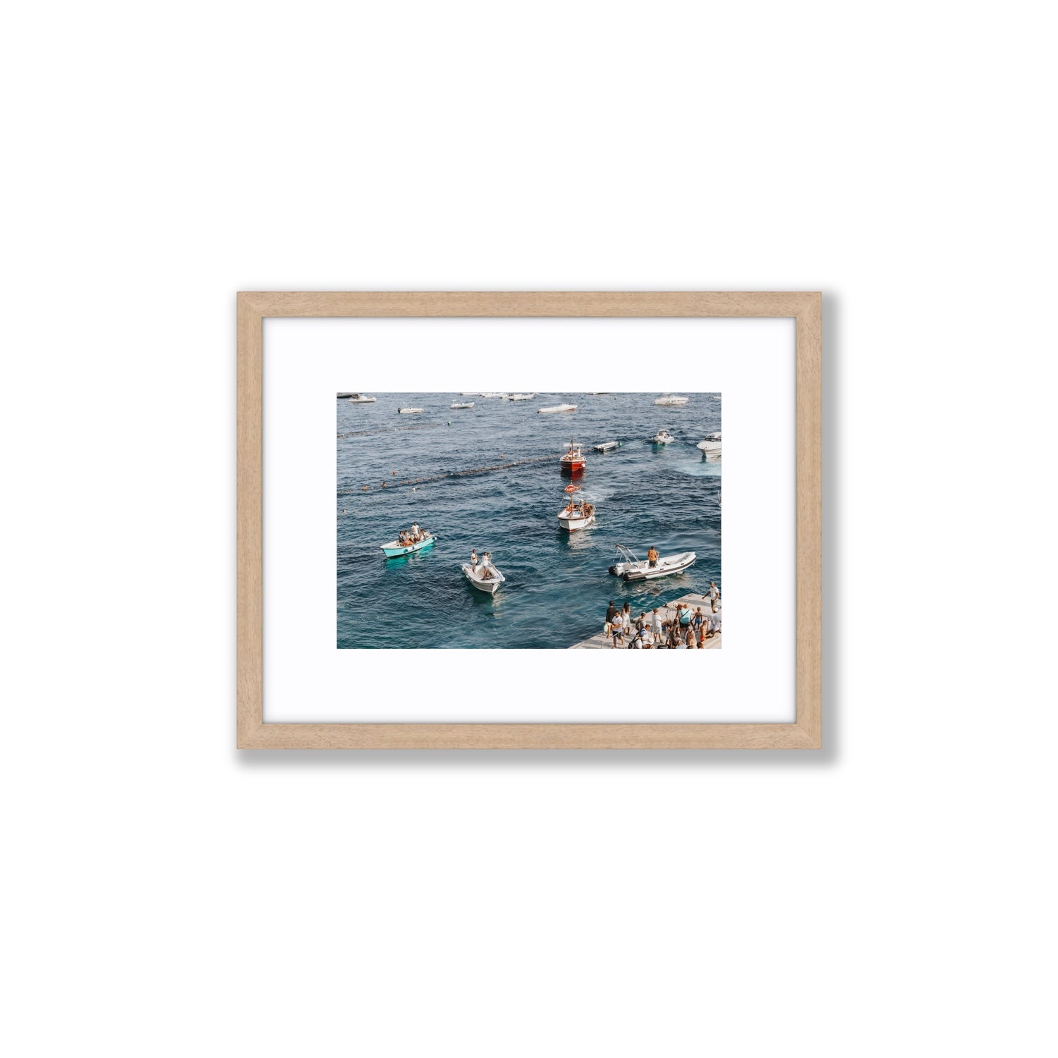 Nautical Parade Positano wall art Small fine art print in natural oak frame with matboard