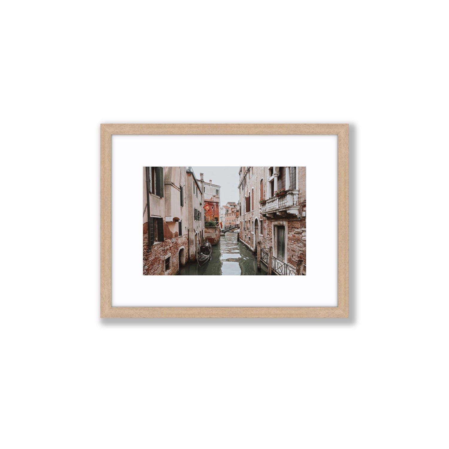 Venetian Gothic Venice Canal Italian wall art Small fine art print in natural oak frame with matboard