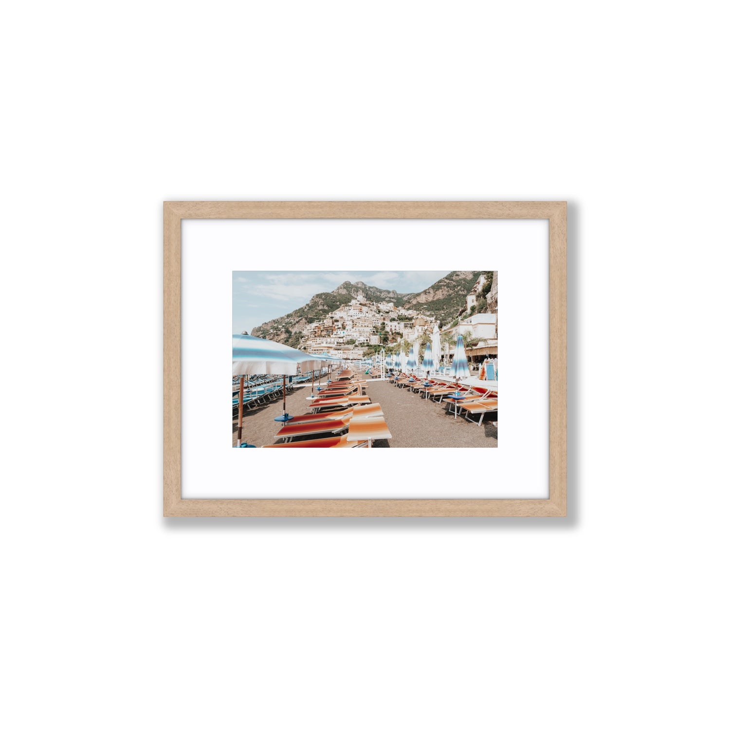 Spiaggia Grande fine art print, Positano, Italy, Small, Natural Oak Frame · Matboard, Fine Art Print