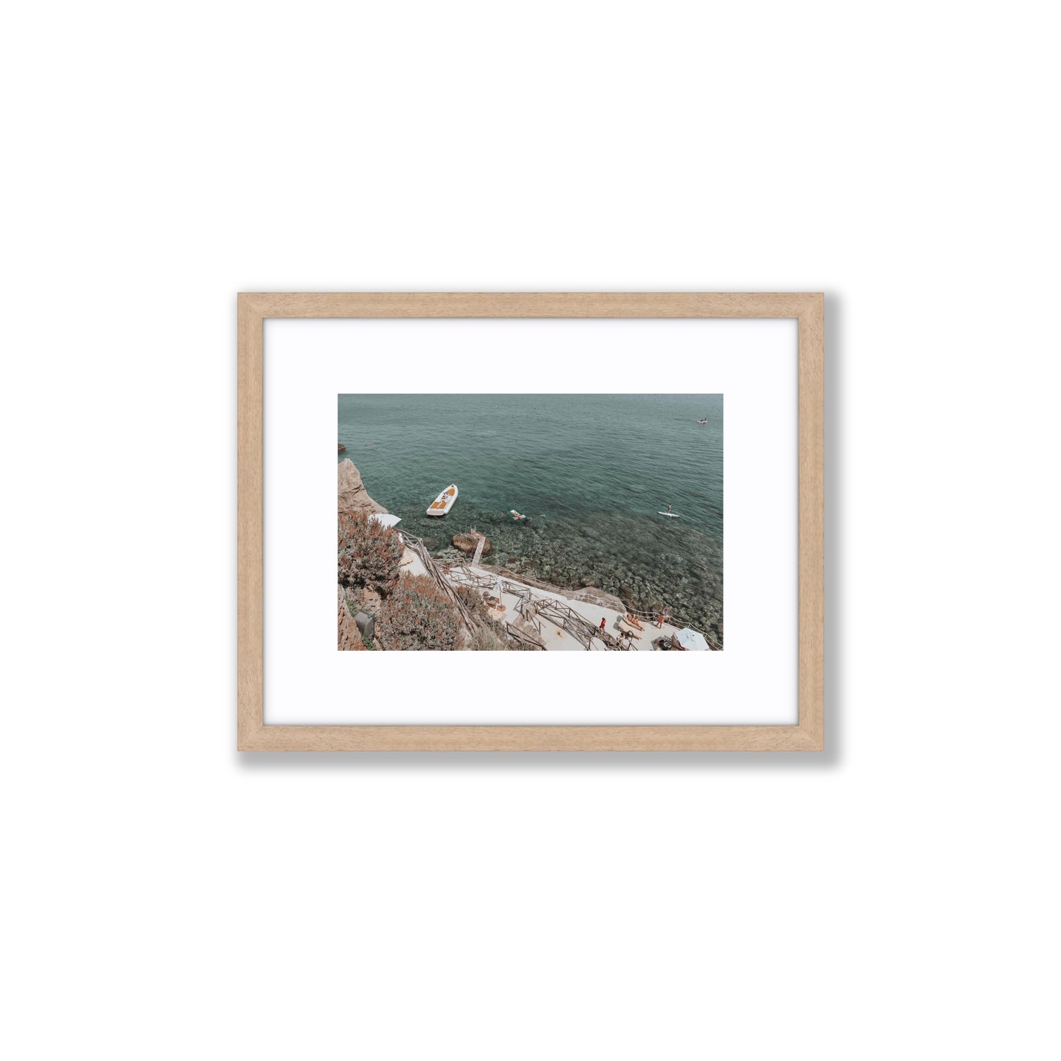 The Lagoon Tuscany coastal Italian wall art Small fine art print in natural oak frame with matboard