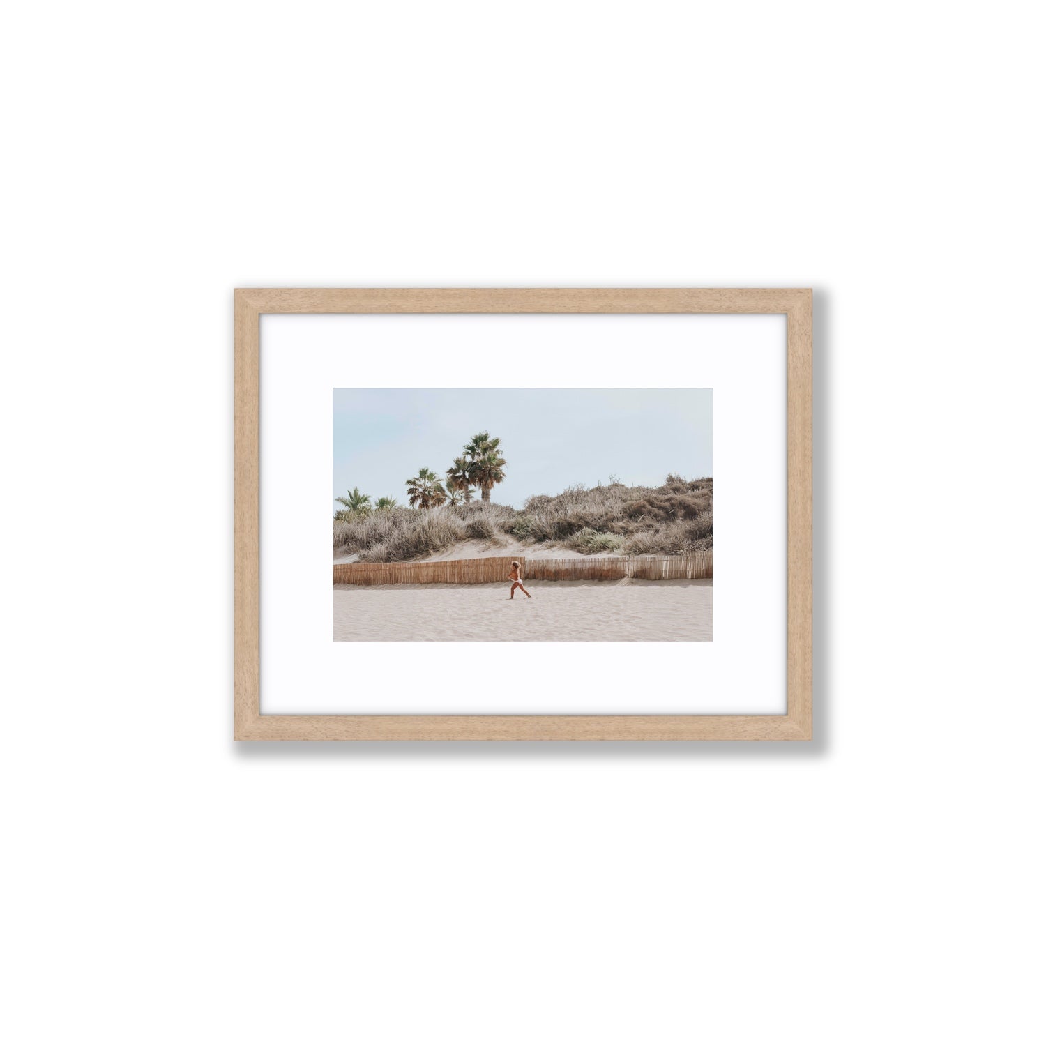 Ragazza Da Spiaggia Puglia beach Italian fine art print Small fine art print in natural oak frame with matboard