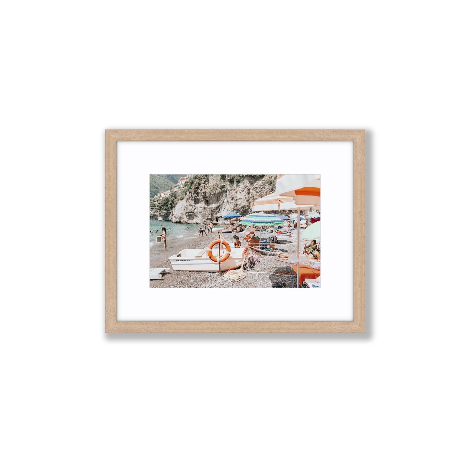 Bellezza By The Bay fine art print, Positano, Italy, Small, Natural Oak Frame · Matboard, Fine Art Print