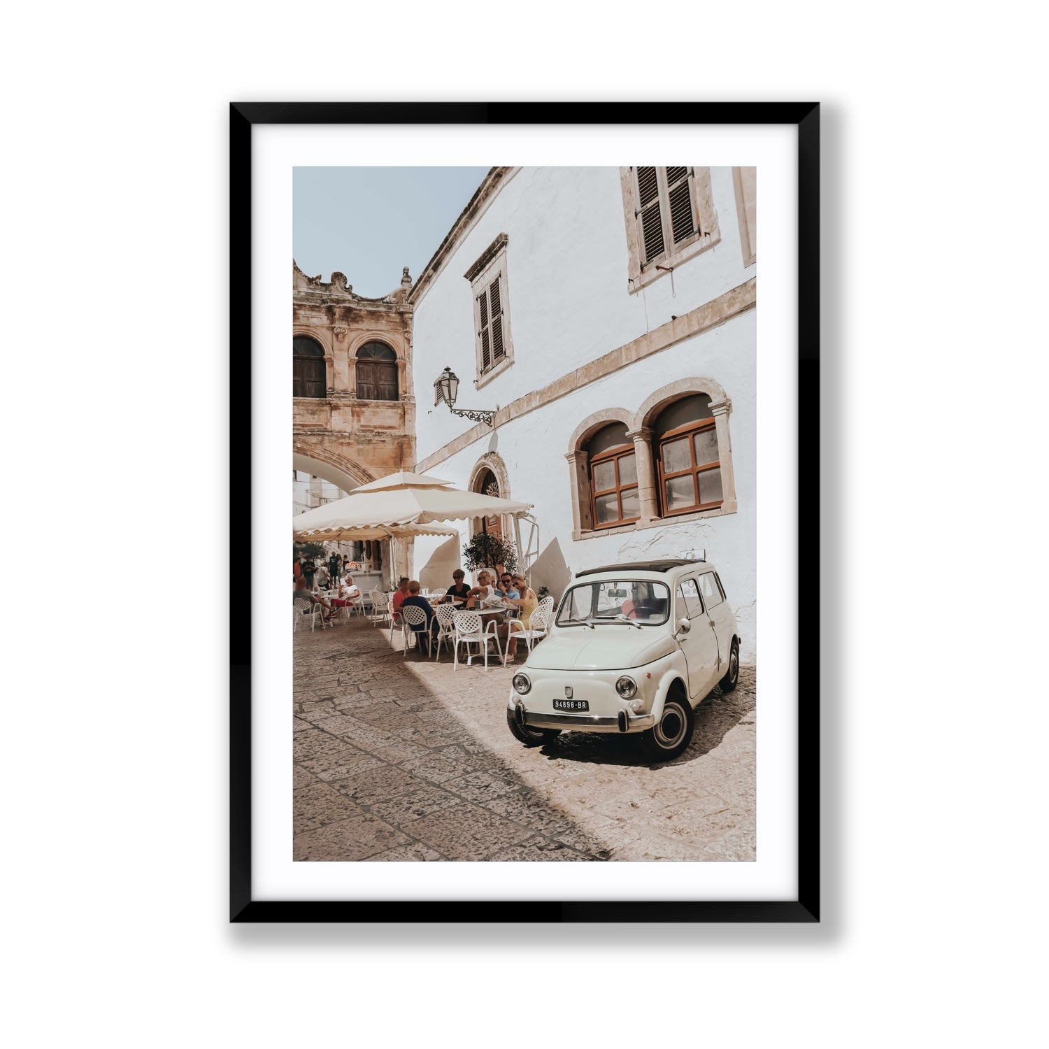 Piazza di Ostuni Puglia Italian wall art Giant fine art print in black frame with matboard