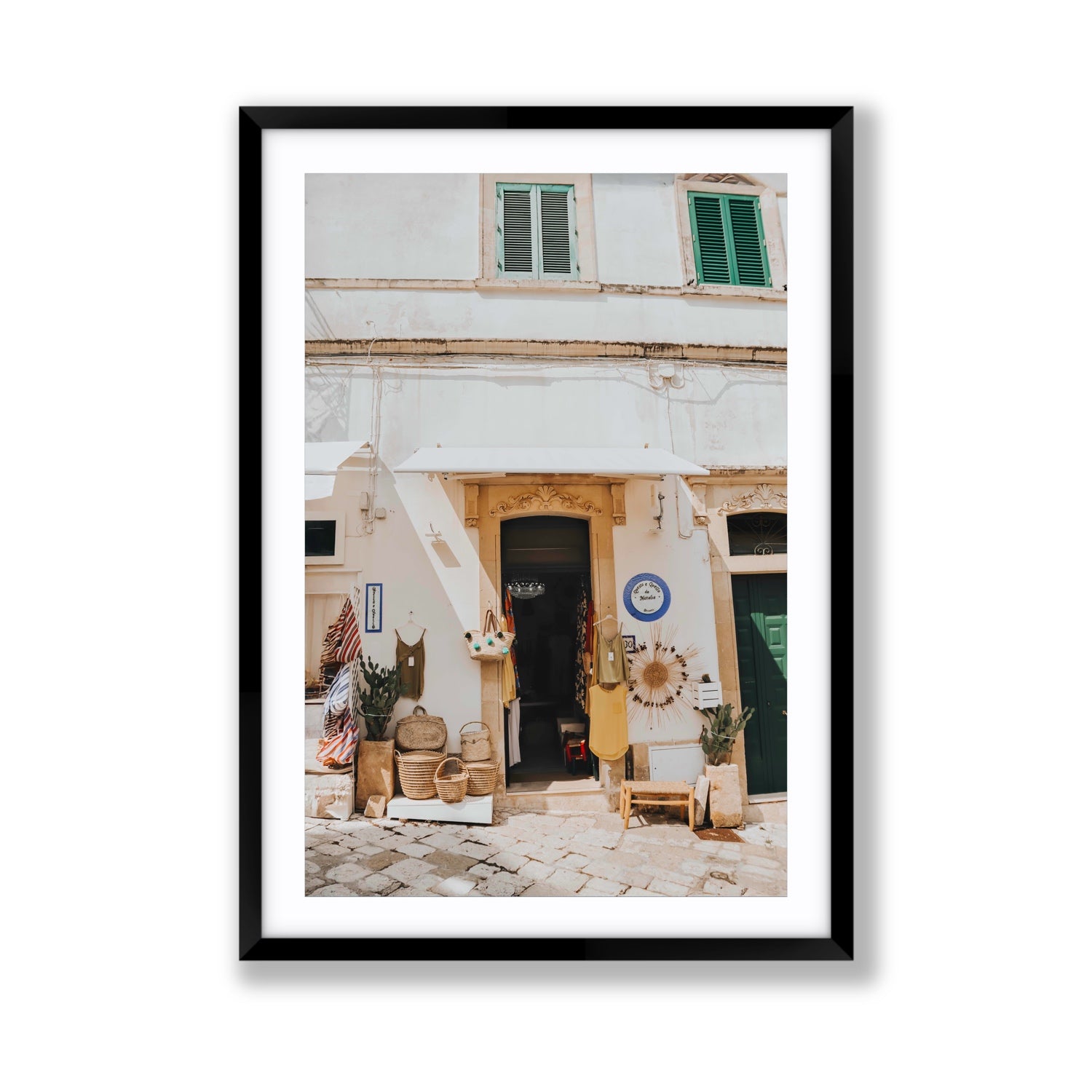 Artisan Ambience Puglia Italian wall art Giant fine art print in black frame with matboard