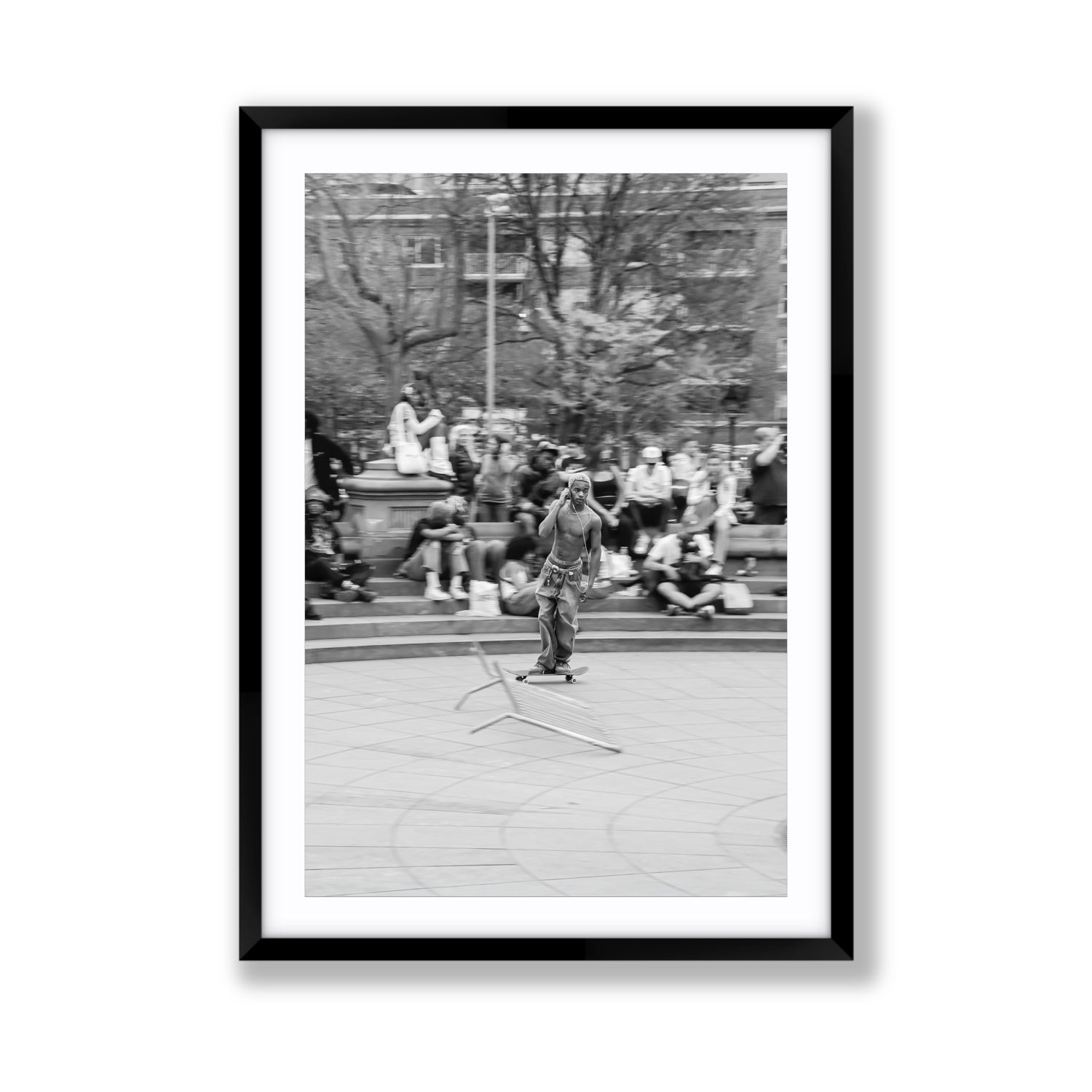 Skate Park Serenade New York NYC Black & White wall art Giant fine art print in black frame with matboard