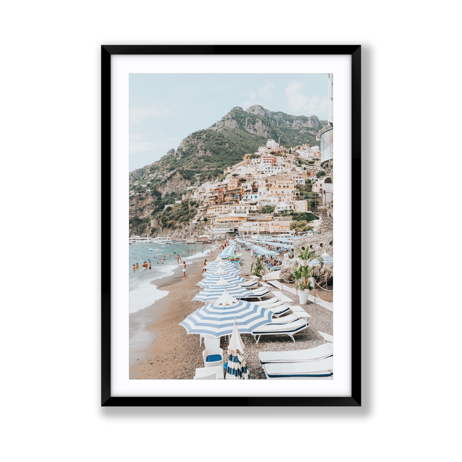 The Cliffside Village fine art print, Positano, Italy, Giant, Black Frame · Matboard, Fine Art Print