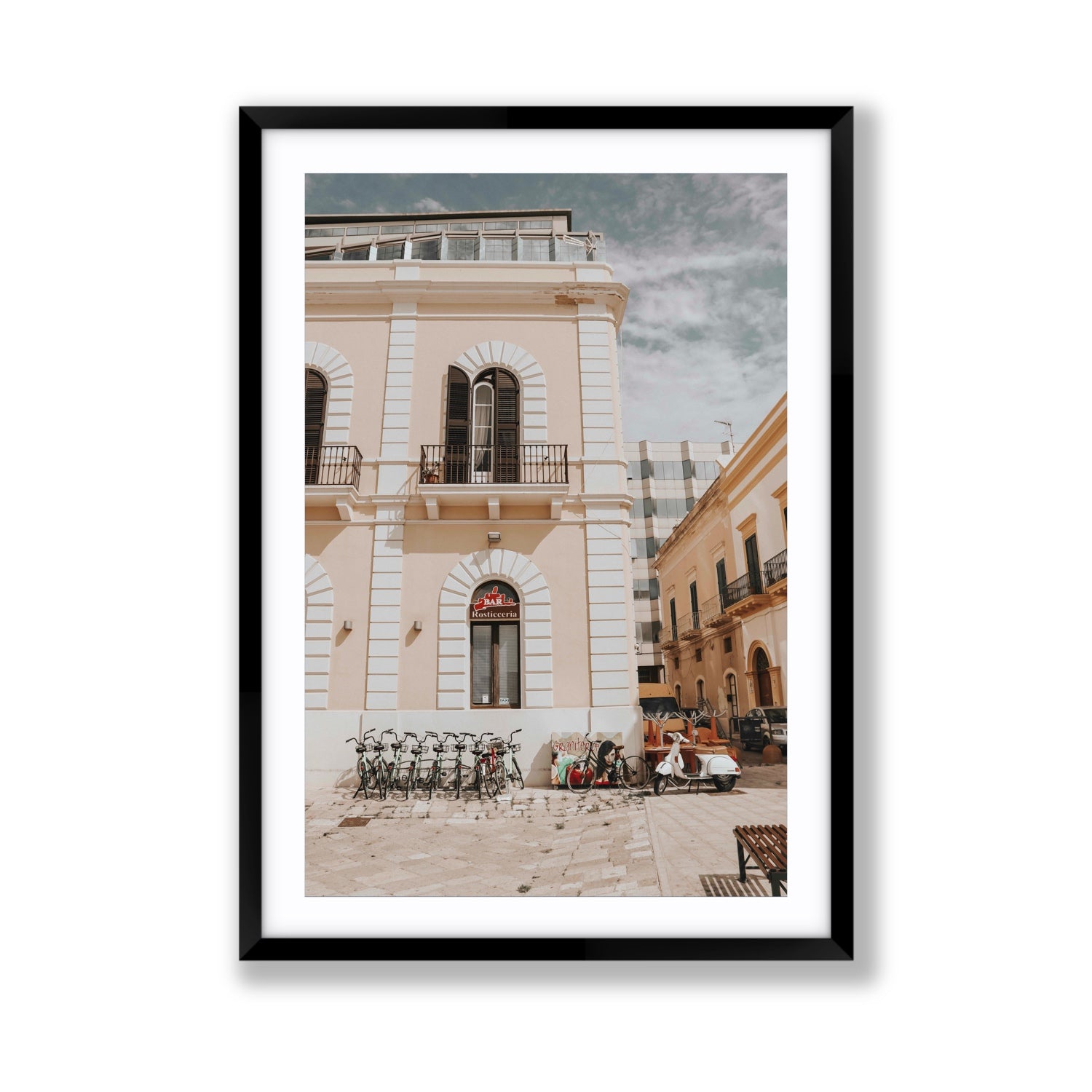 Rosticceria Puglia Italian wall art Giant fine art print in black frame with matboard