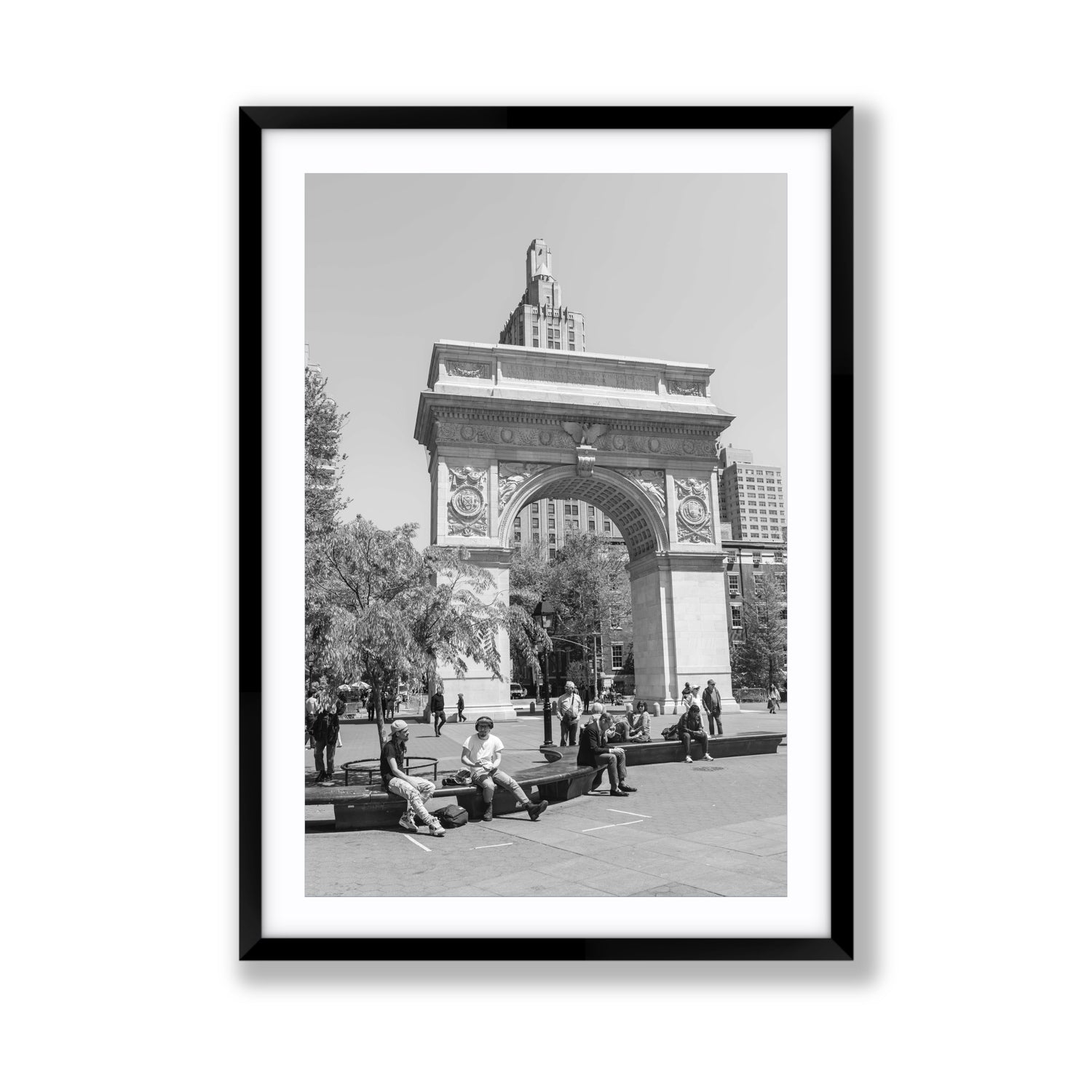 City Picnic New York NYC Black & White wall art Giant fine art print in black frame with matboard