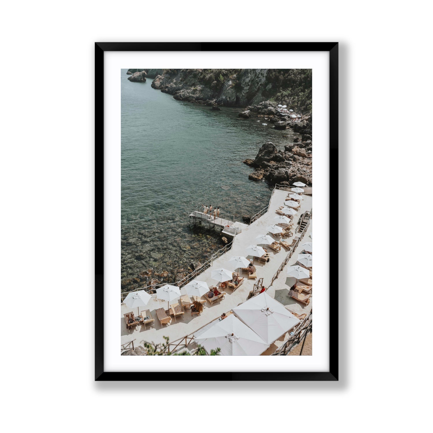 Pier Perspectives Tuscany coastal Italian wall art Giant fine art print in black frame with matboard