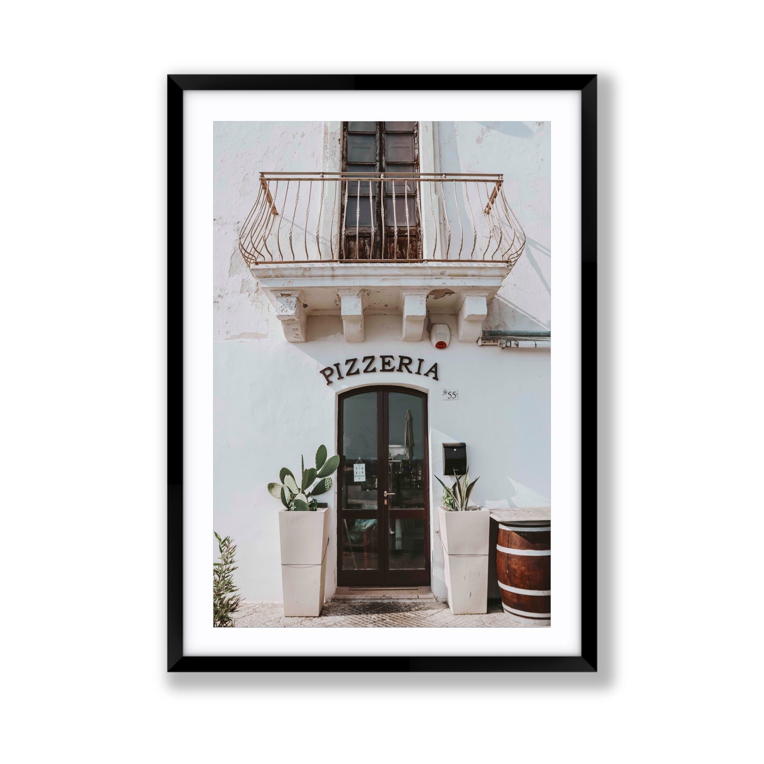 Pizzeria Puglia Italian wall art Giant fine art print in black frame with matboard