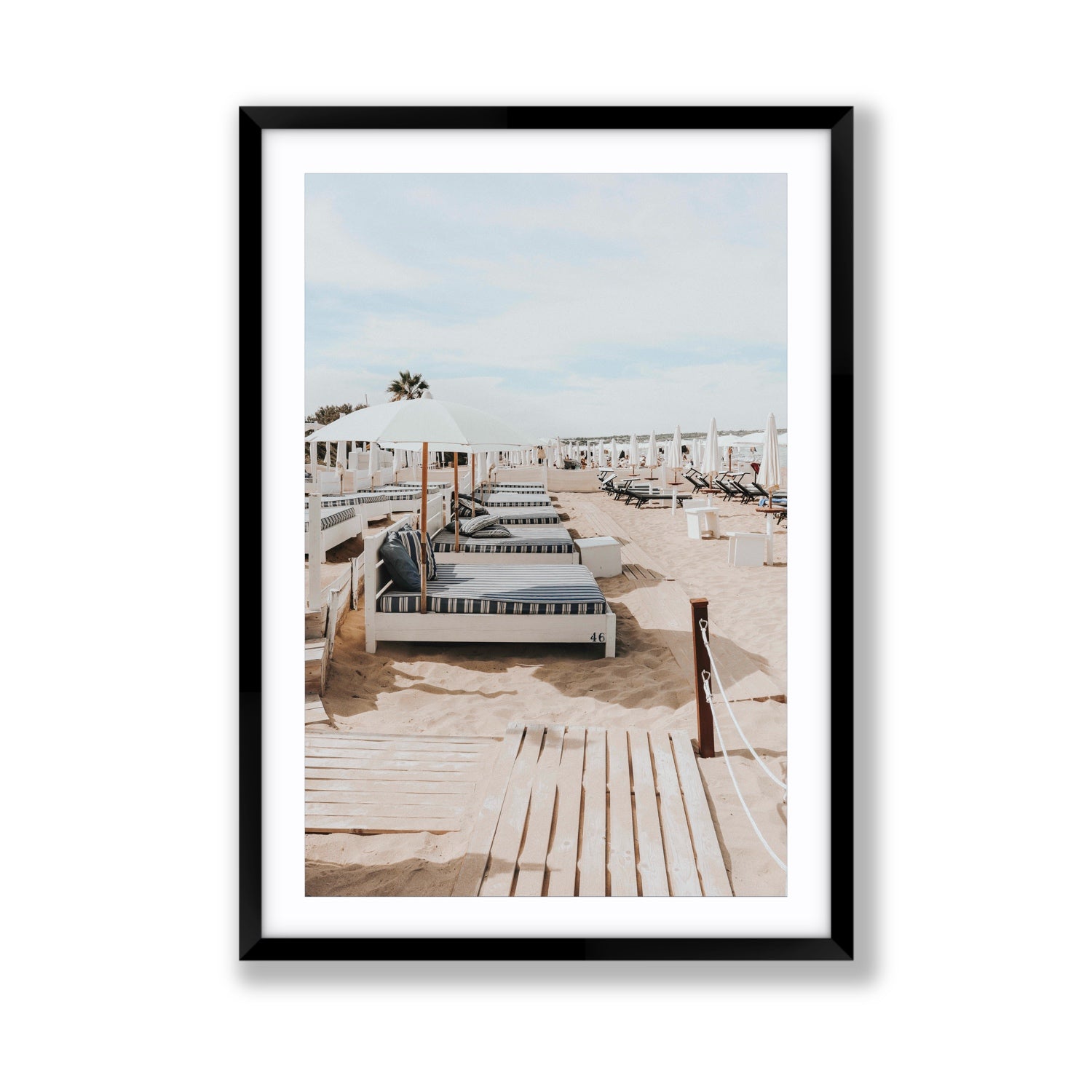 Coastal Repose Puglia beach Mediterranean fine art print Giant fine art print in black frame with matboard