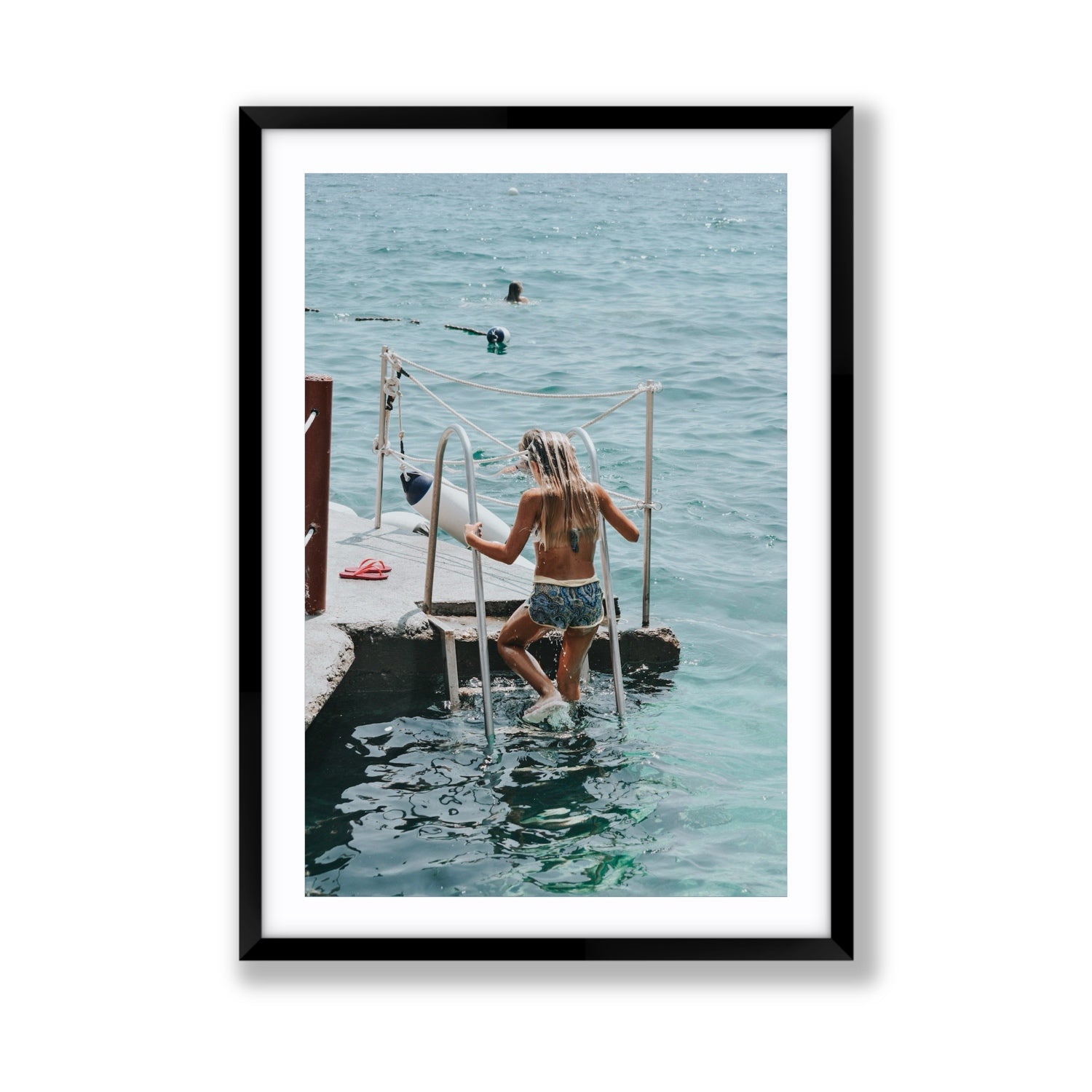 Little Mermaid Capri Mediterranean wall art Giant fine art print in black frame with matboard