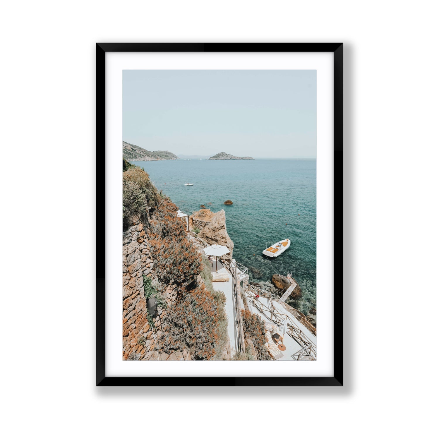 Front Row Seat Tuscany coastal wall art Giant fine art print in black frame with matboard