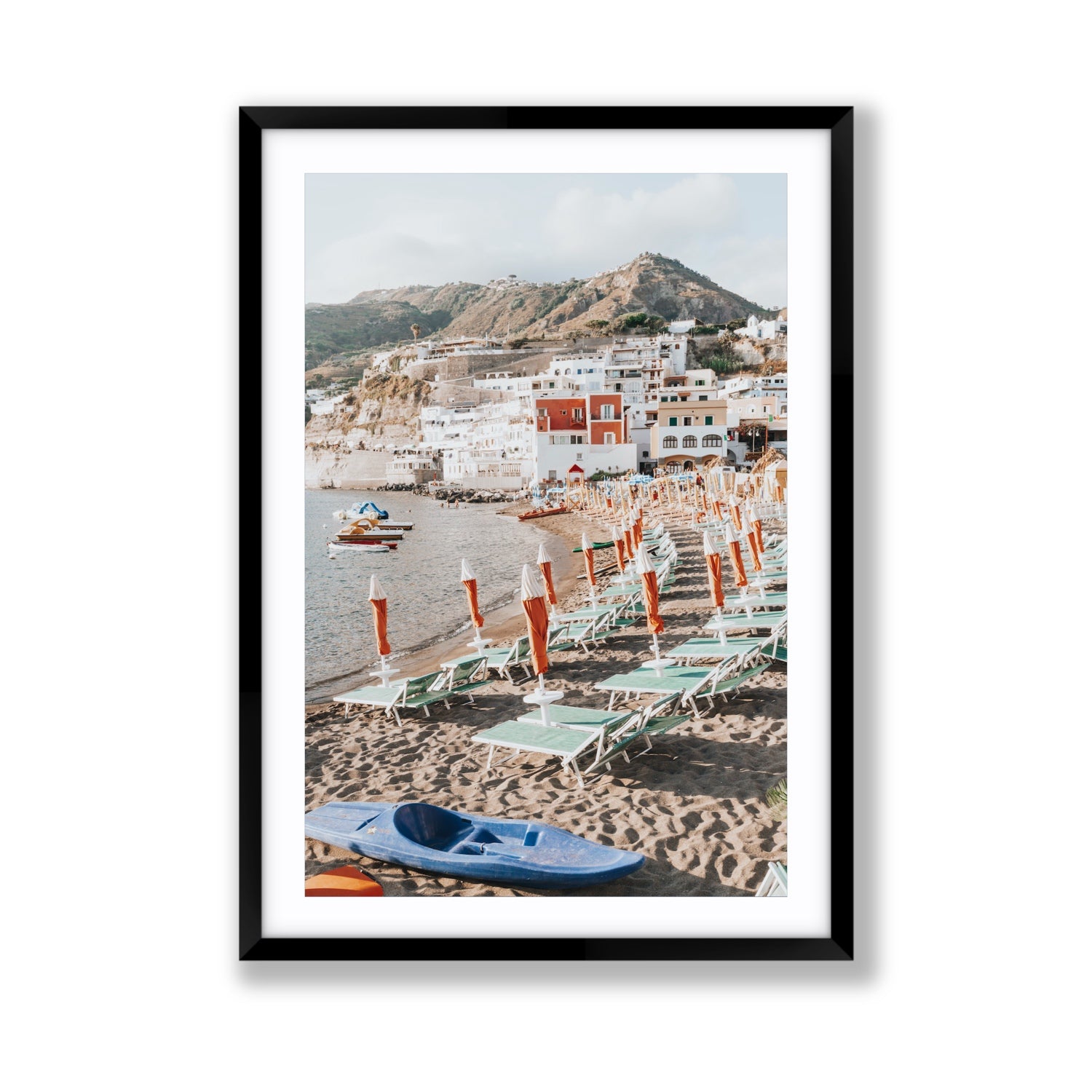 L'Isola del Paradiso Ischia Mediterranean wall art Giant fine art print in black frame with matboard