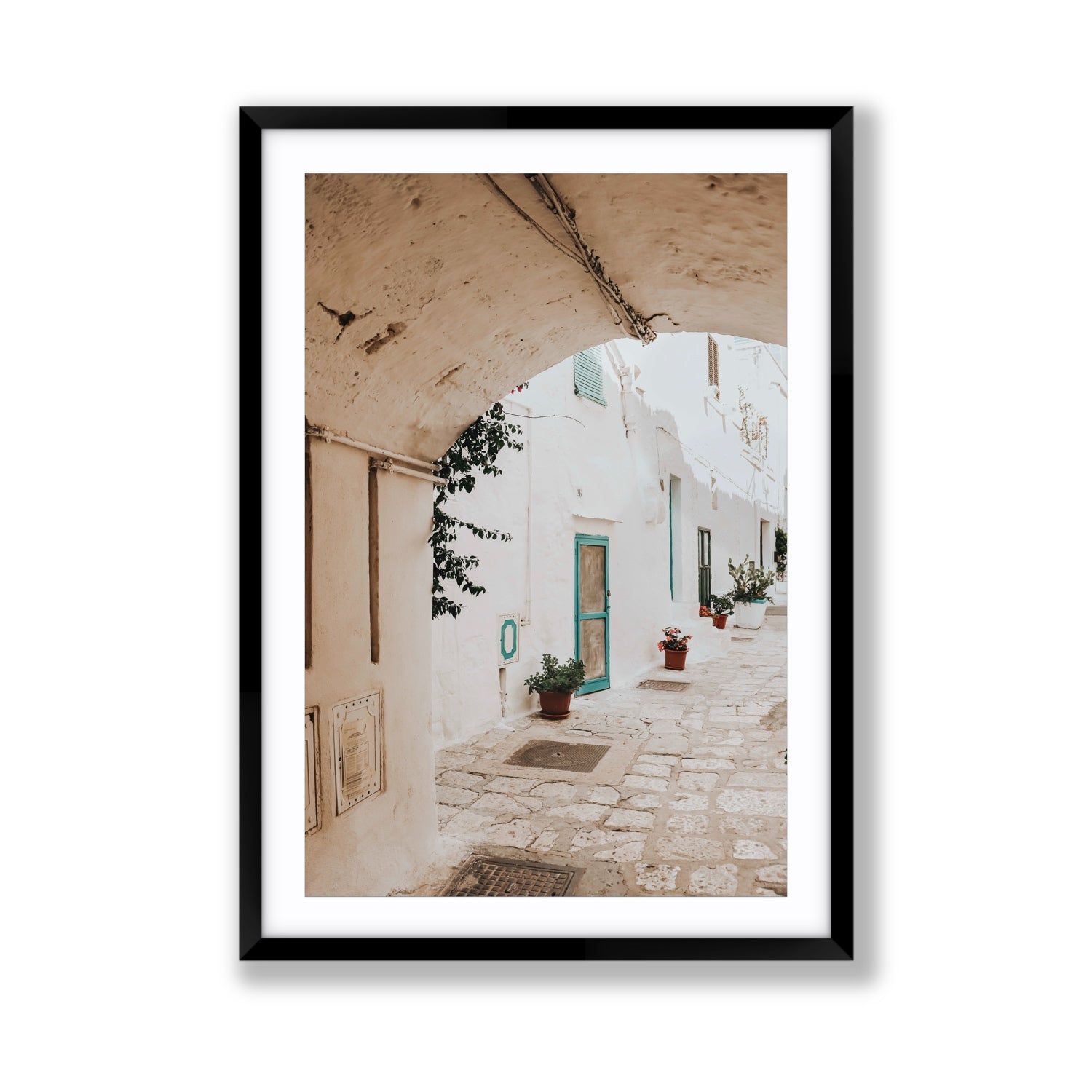 La Citta Bianca Puglia La Città Bianca wall art Giant fine art print in black frame with matboard