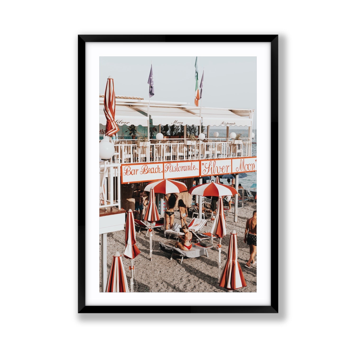Vintage Amalfi Amalfi Mediterranean wall art Giant fine art print in black frame with matboard