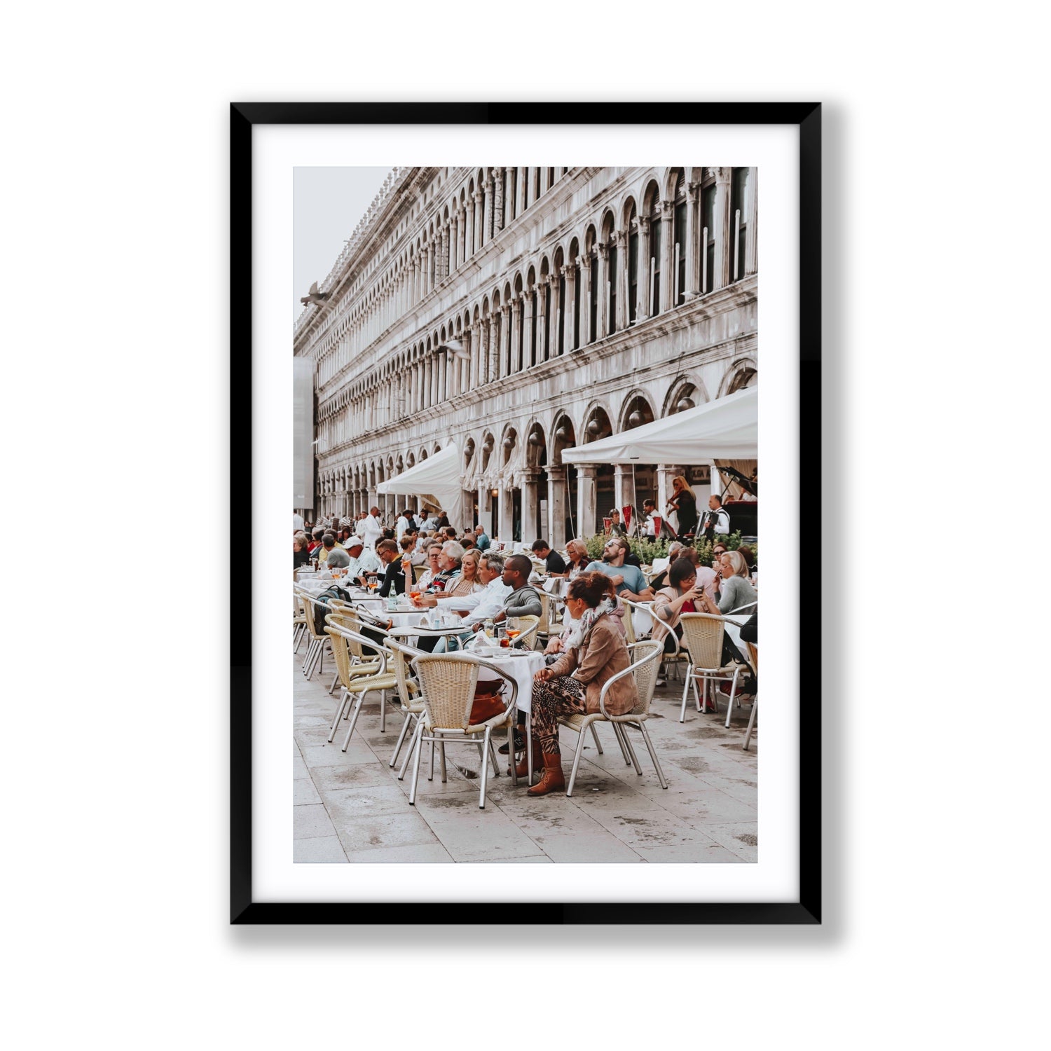 Lunchbreak Venice Italian wall art Giant fine art print in black frame with matboard