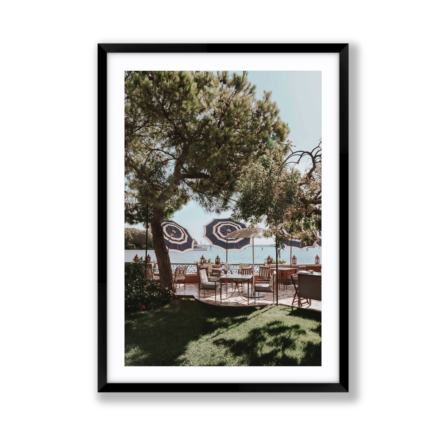 Tranquil Gardens Venice Italian wall art Giant fine art print in black frame with matboard