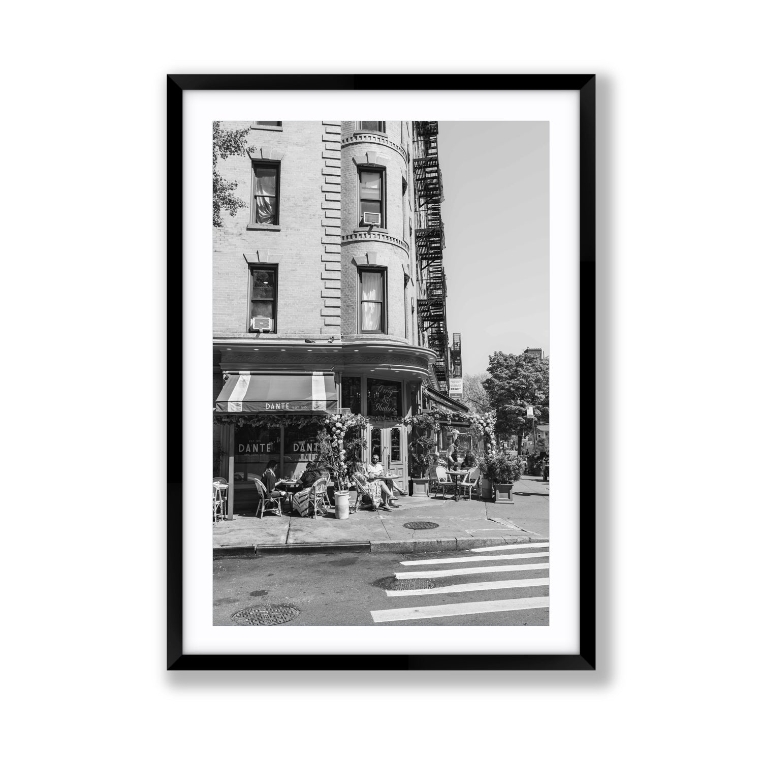 Sunny Soiree New York NYC Black & White wall art Giant fine art print in black frame with matboard