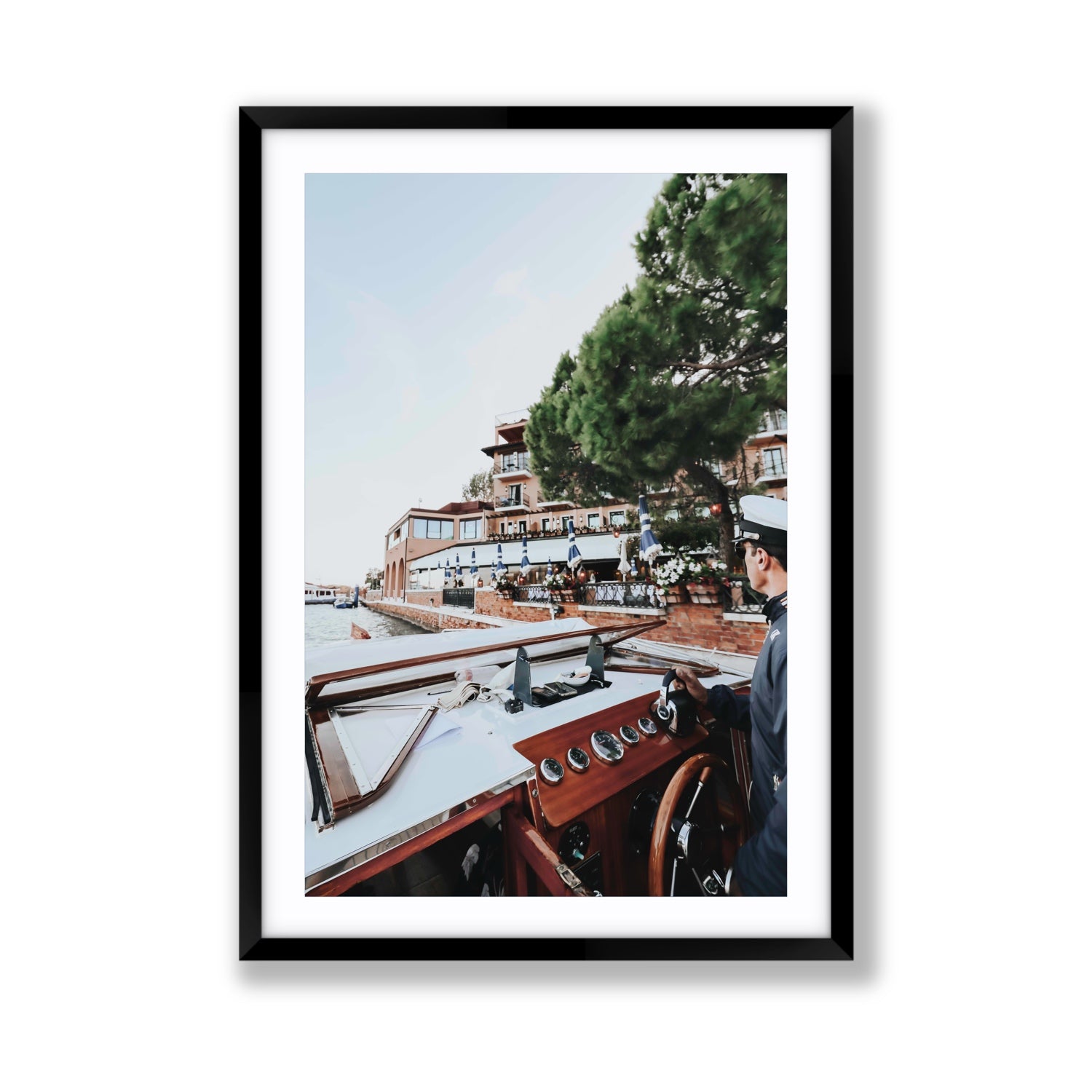 The Driver Venice Canal Italian wall art Giant fine art print in black frame with matboard