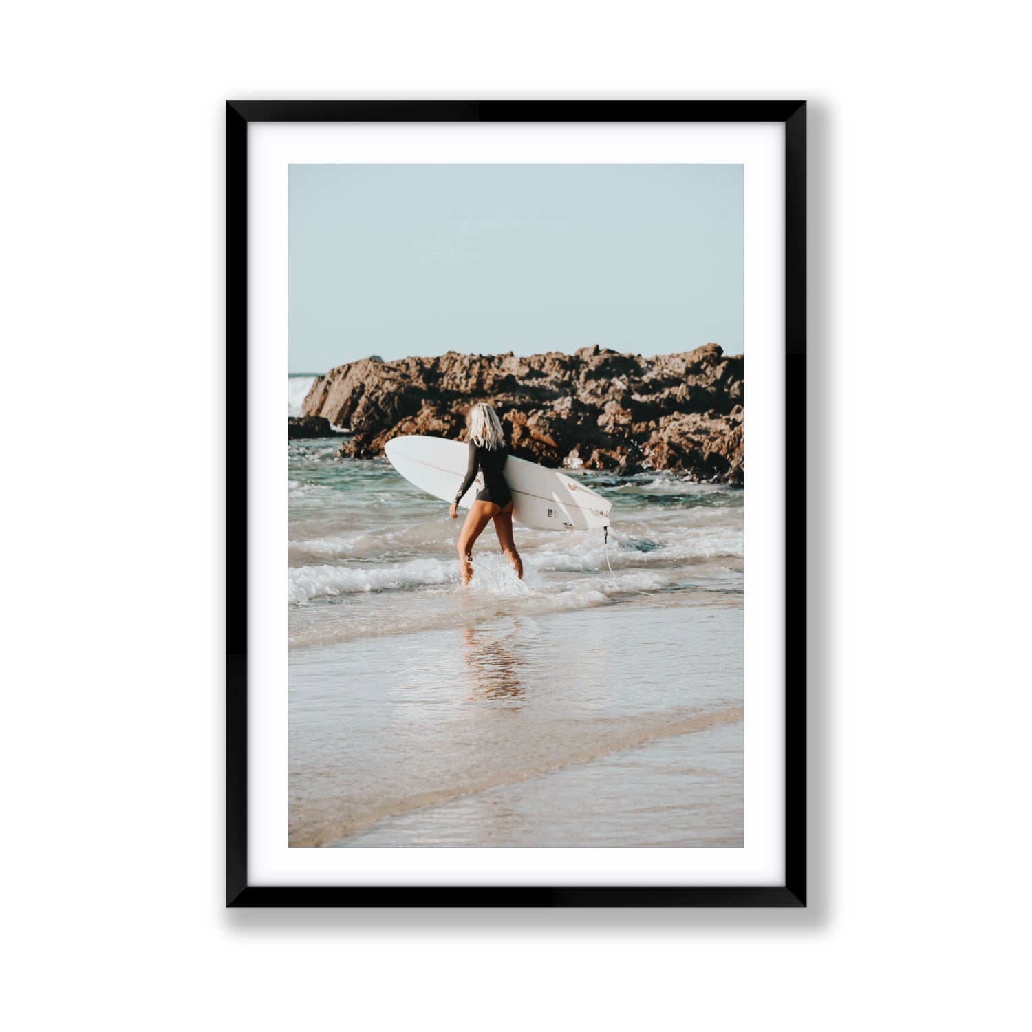 Bethany Byron Bay Surf coastal decor wall art Giant fine art print in black frame with matboard