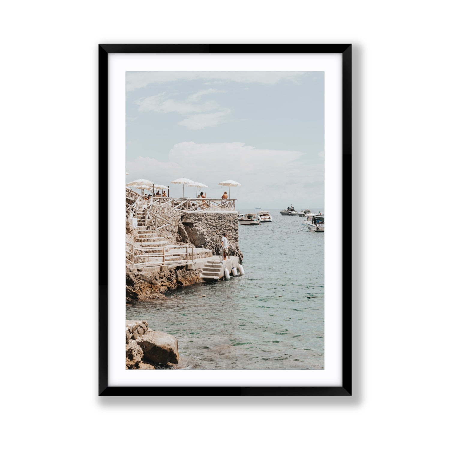 Pier Patrol fine art print, Nerano, Italy, Giant, Black Frame · Matboard, Fine Art Print