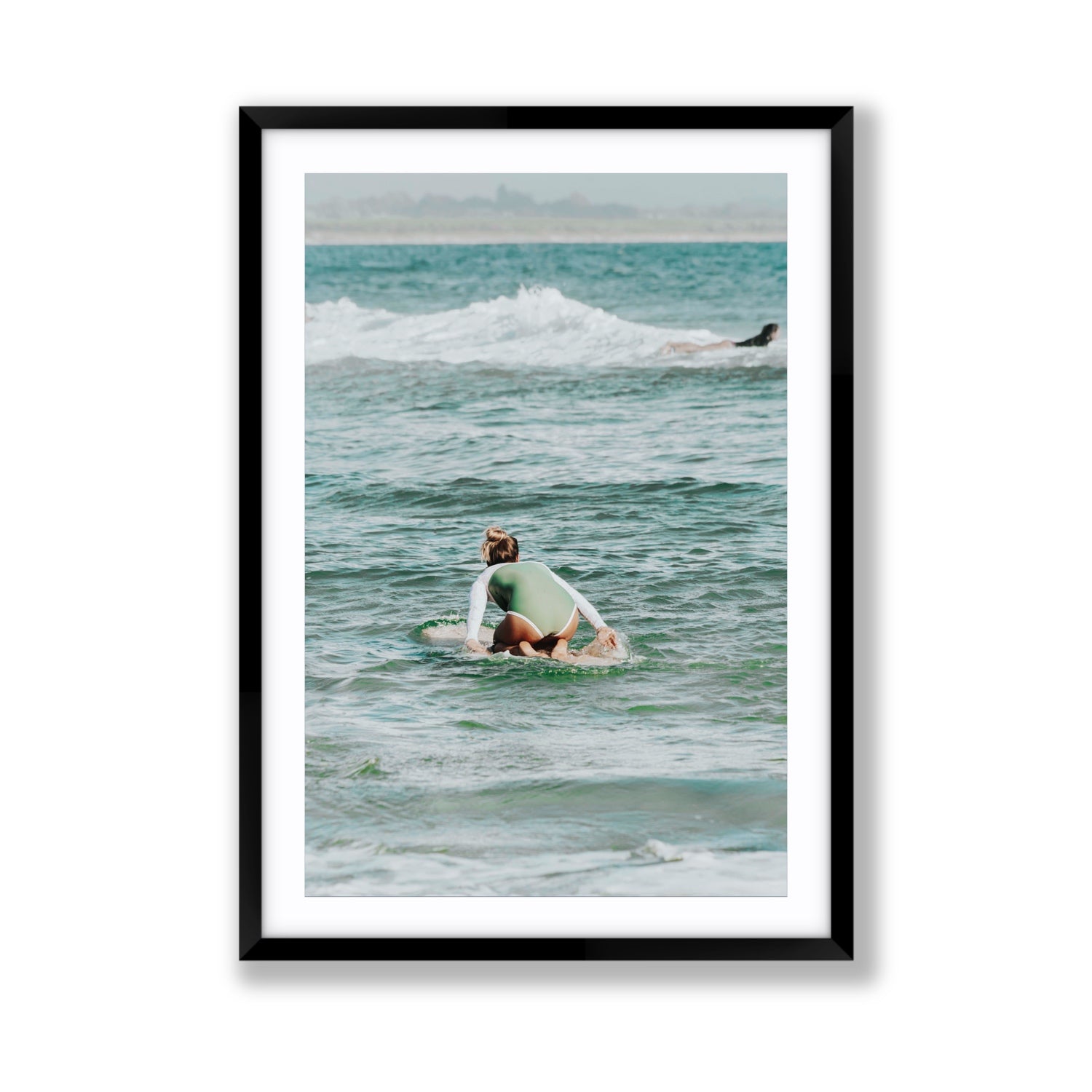 Quincy Byron Bay Surf coastal wall art Giant fine art print in black frame with matboard